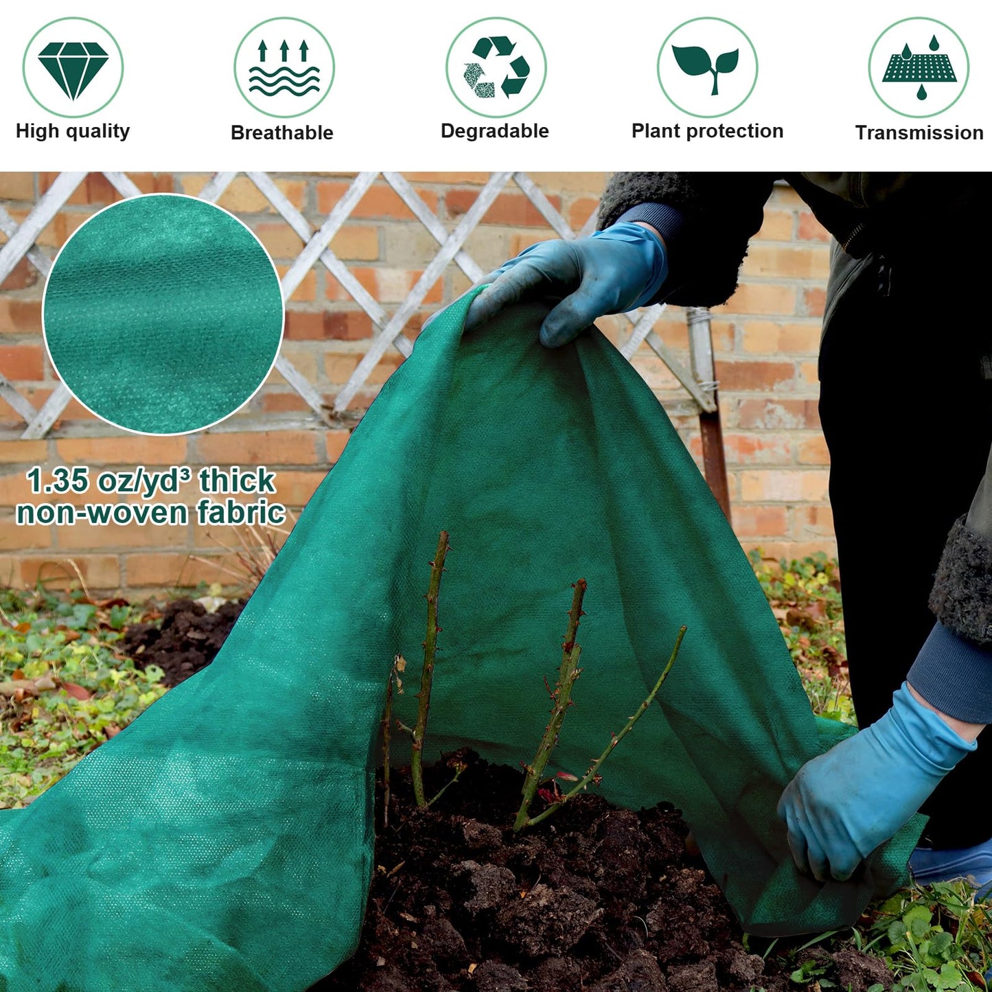 NNG 10x50ft Plant Covers Freeze Protection Frost Blankets 1.35oz/yd² Non-Woven Fabric Floating Row Cover Plant Blanket Protector Garden Winterize for Winter Outdoor Plants,Vegetables