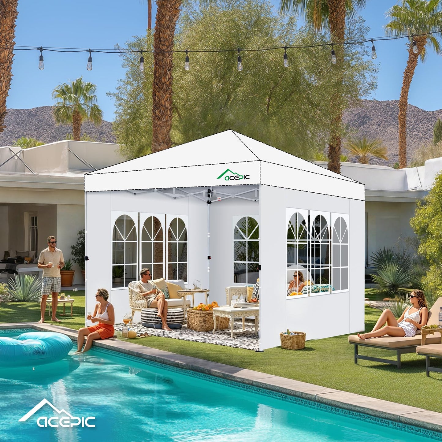 Acepic 3Pcs Instant Canopy Tent Sidewalls for 10x10 Pop-Up Canopy, Garden Gazebo, 210D Oxford Fabric Waterproof, Black (Tent NOT Included)