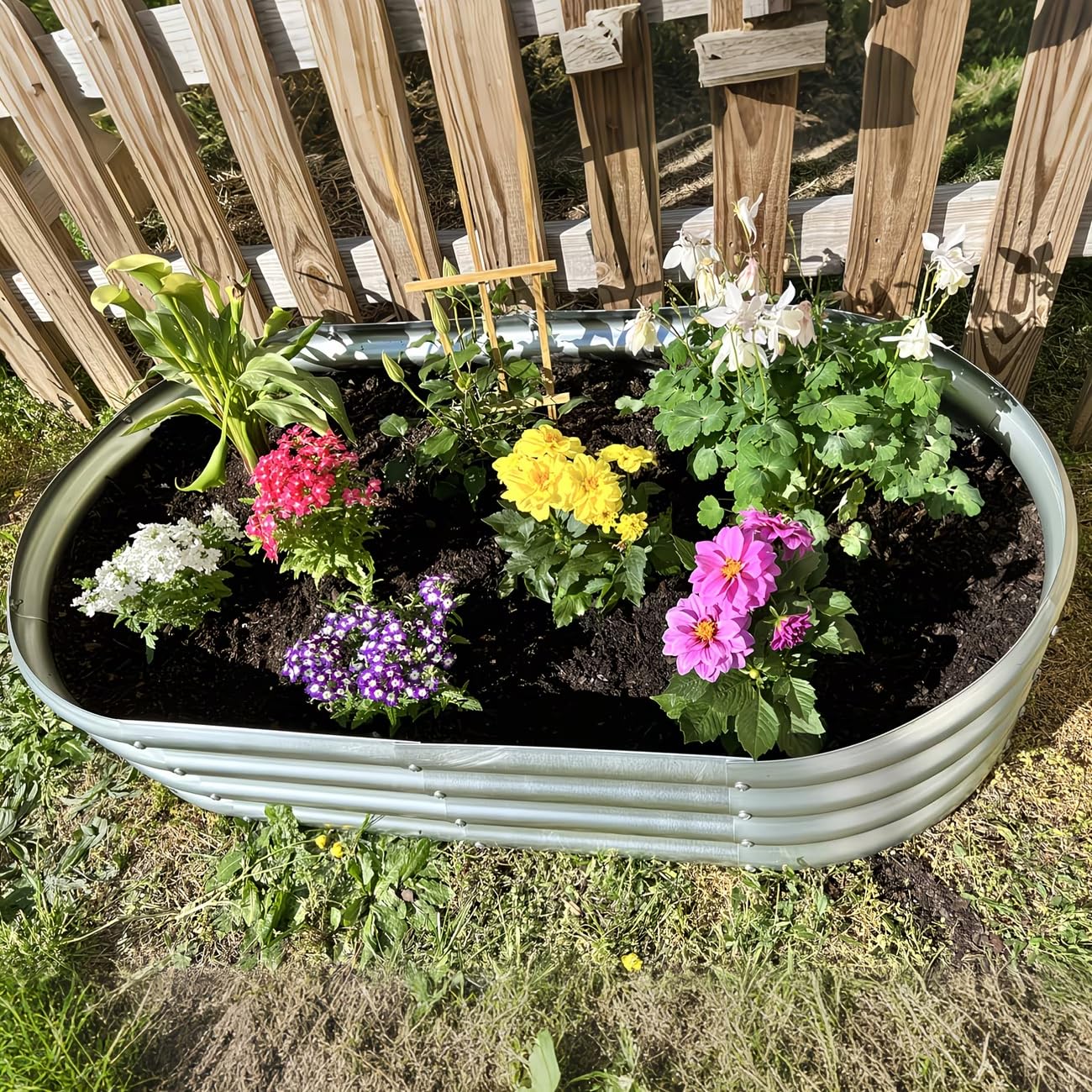 HGD Galvanized Raised Garden Bed Kit, Galvanized Planter Garden Boxes Outdoor, Oval Large Metal Raised Garden Beds for Vegetables & Flower (2 Pack)