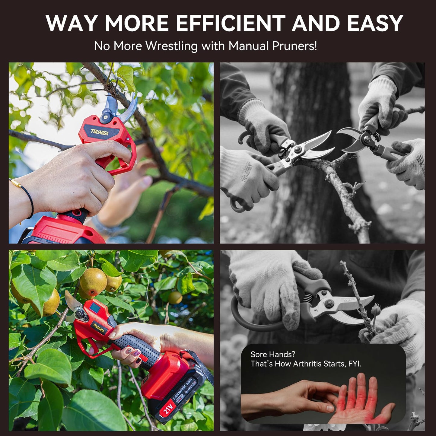 Electric Pruning Shears Cordless 2-in-1 Grafting Tool Kit, 3 Replaceable Cut Blades (Ω/U/V), 2×2000mAh Batteries, LCD Display Power Grafting Tool for Tree Branch Garden (shear)