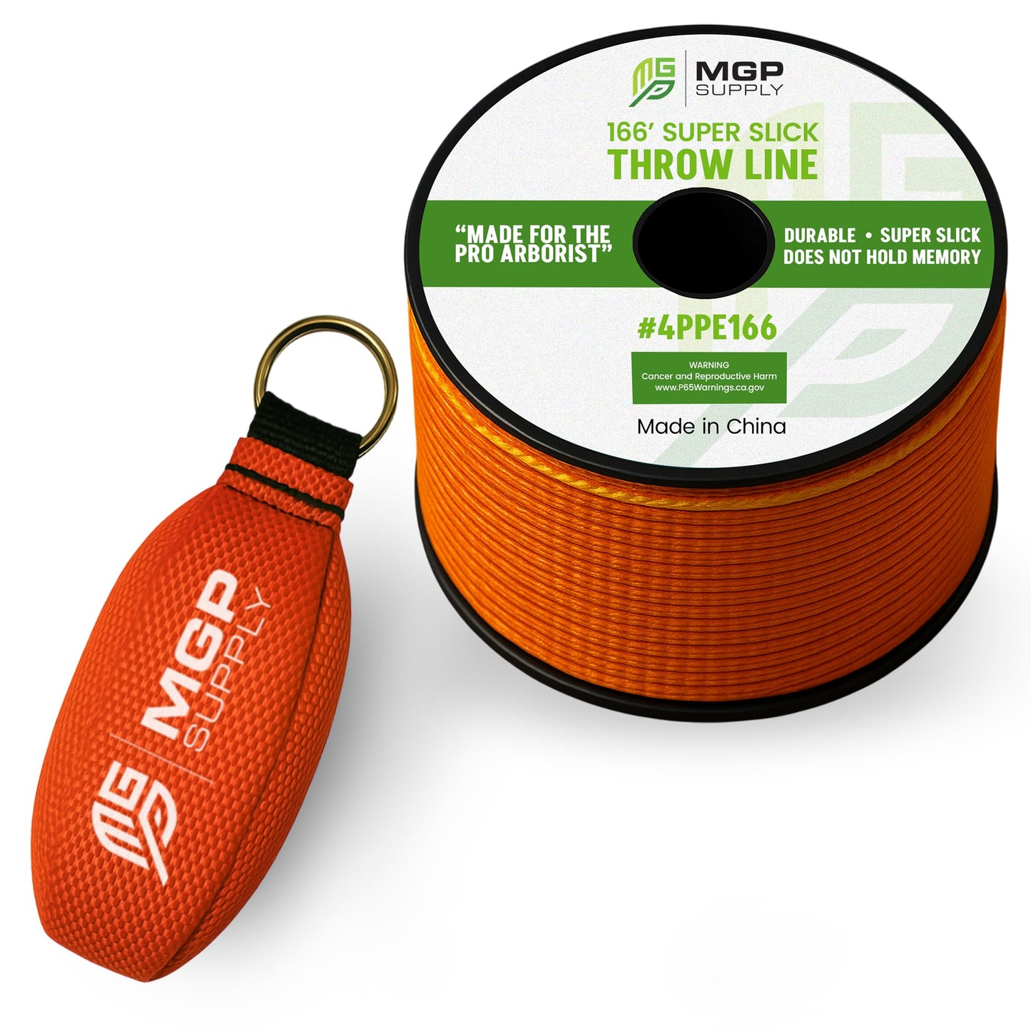 MGP SUPPLY Arborist Throw Line Kit | 11oz Throw Weight & 166ft Rope | Ultra Slick 100% Polyester Rope | Arborist Equipment For Tree Climbing