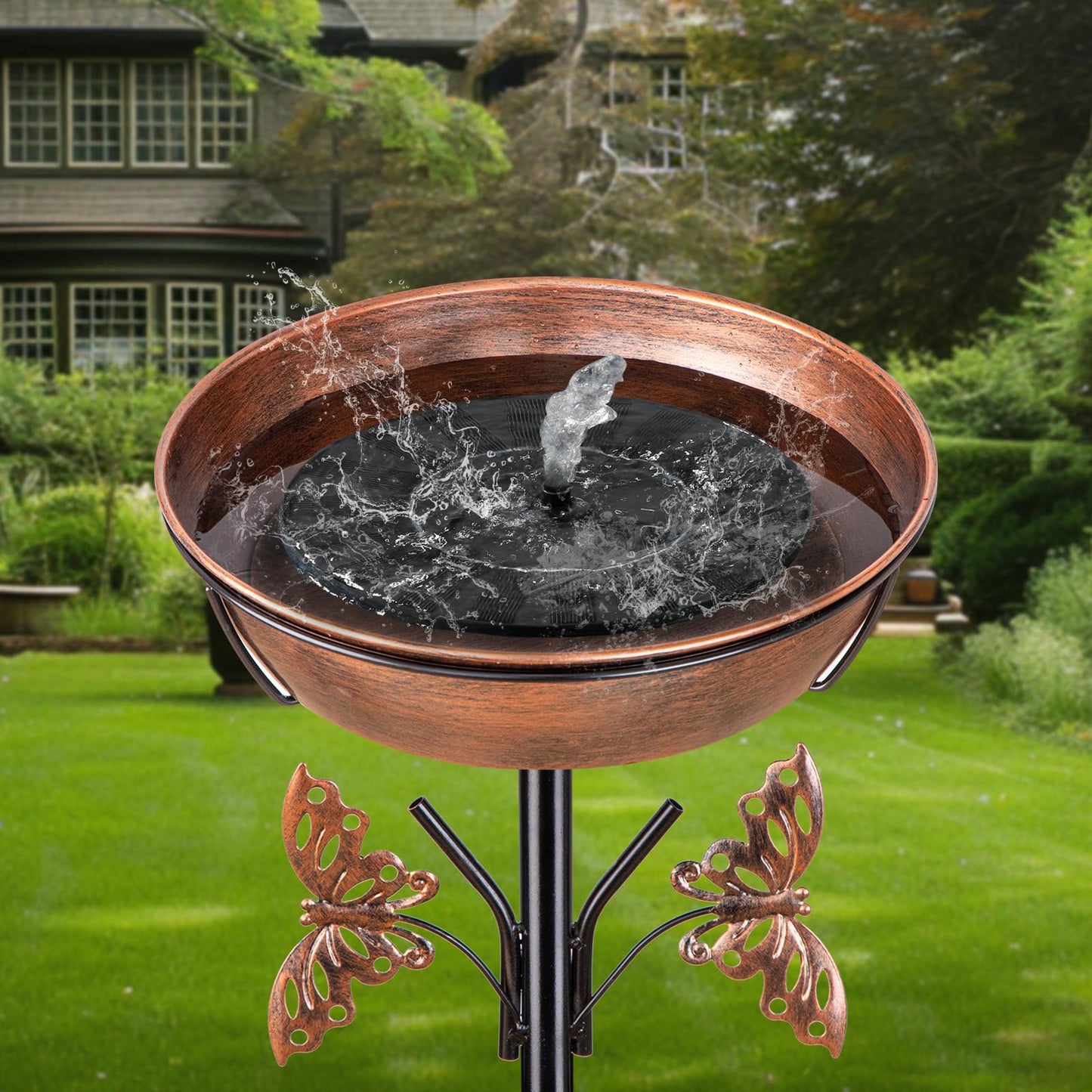 HoLarXuQ 40In Metal Bird Bath for Outdoors,Removable 3" Deep 13" Dia Bowl Heavy-Duty Base,Standing Birdbath Feeder Rust-Proof Birdbaths for Garden Yard Patio Lawn Decor
