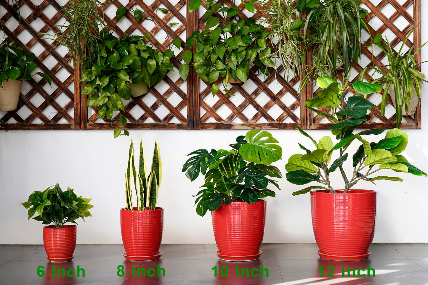 EPFamily 6 Inch Ceramic Plant Pot - Ceramic Pots for Plants, Round Planter with Drainage Hole and Saucer, Modern Flower Pots for Indoor Plants, Desk Home Office Decor, Plant Lover Gifts, Glossy Red