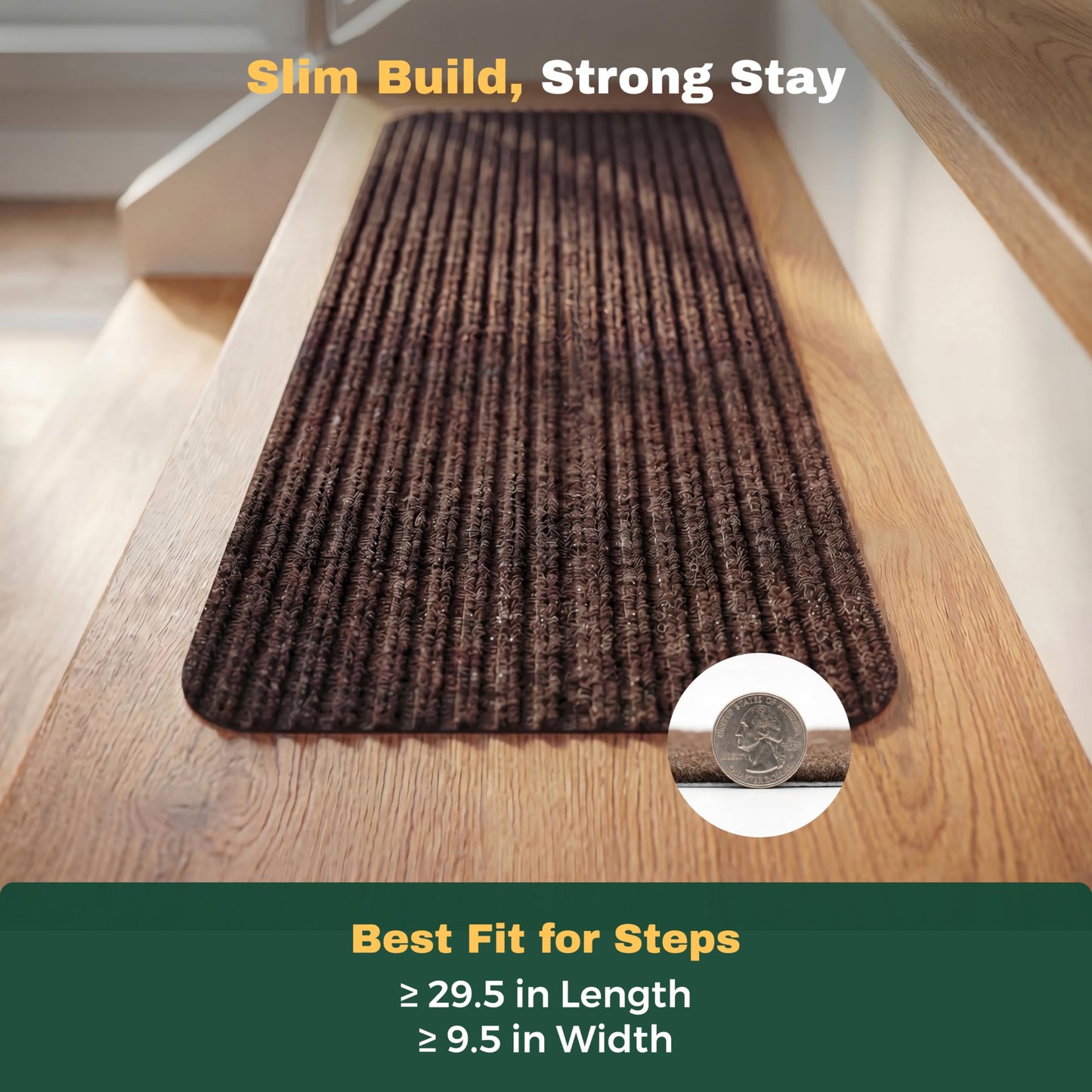 MBIGM Non-Slip Carpet Stair Tread Mat 30" x 30" Landing Rug-Matching Mat Non-Skid Safety Rug Slip Resistant - Brown