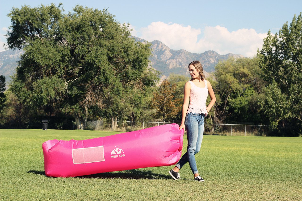 WEKAPO Inflatable Couch Air Lounger Chair - Camping & Beach Accessories, Portable Blow up Sofa for Hiking, Lawn, Indoor/Outdoor Movies & Music Festivals. Lightweight and Easy to Set Up Air Hammock