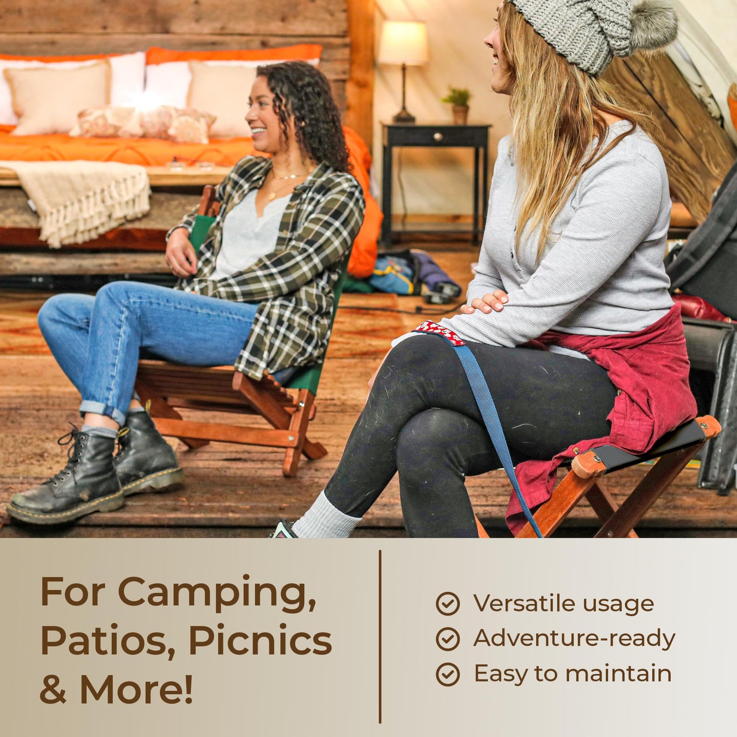 BYER OF MAINE Pangean Folding Stool – Canvas Camp & Wood Camp Stool for Portable & Outdoor Seating in Granite