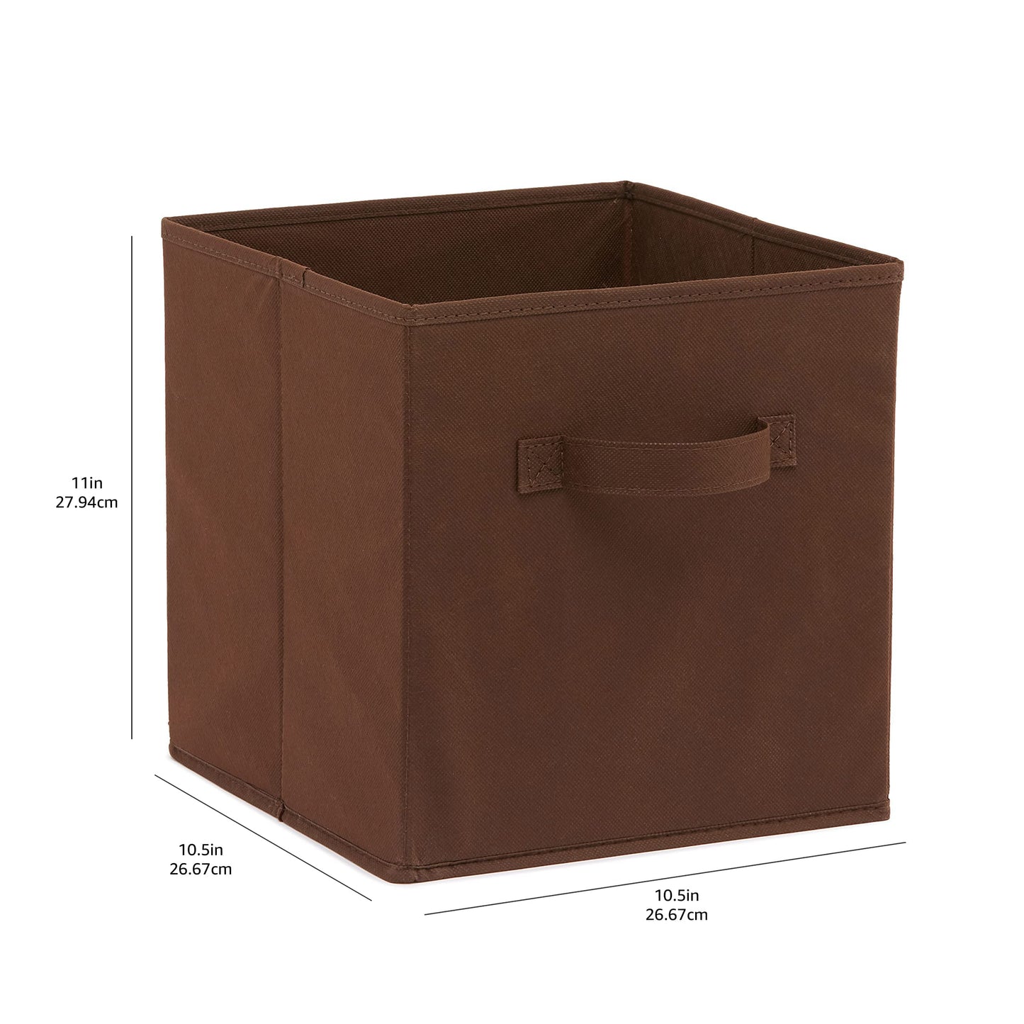 Amazon Basics Collapsible Fabric Storage Bins with Handles, Cube Organizer, Lightweight Fabric, 10.5"x10.5"x11", Brown, 6-Pack
