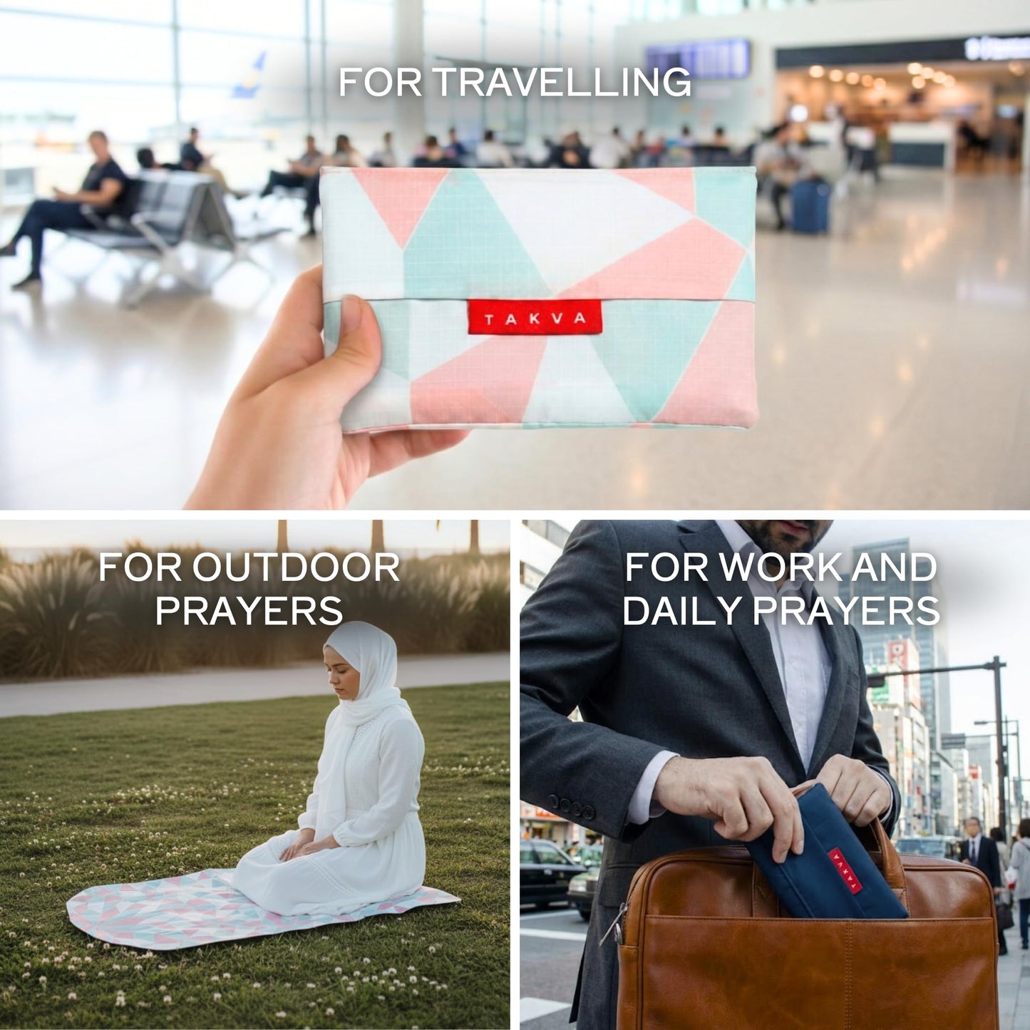 TAKVA The Pocket Sejadah™ | Portable Foldable Travel Prayer Mat, Waterproof, Ramadan/Eid Gift, Perfect Muslim Gift, Pocket Size (Design in Japan, Made in Turkey)
