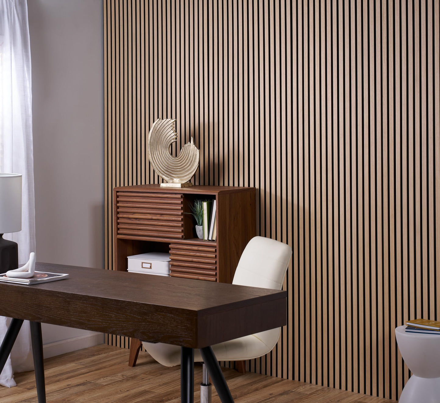 Wood Panels for Wall - Oak Acoustic Wall Panels - 4PK Wall Wood Panels - 94.49” x 12 - Soundproof Wood Wall Panels for Decor - Acoustic Slat Wood Wall Panels for Interior Decoration of Walls (Oak)
