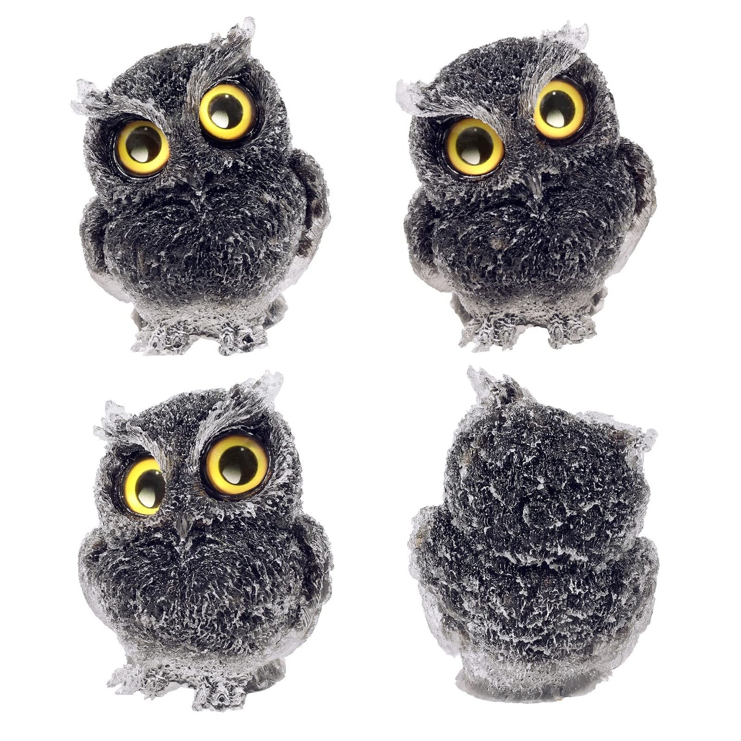 mookaitedecor Black Obsidian Owl Statue Sculpture Stone, Carved Animals Night Owl Figurine Crystal Ornament for Desktop Office Home Decor