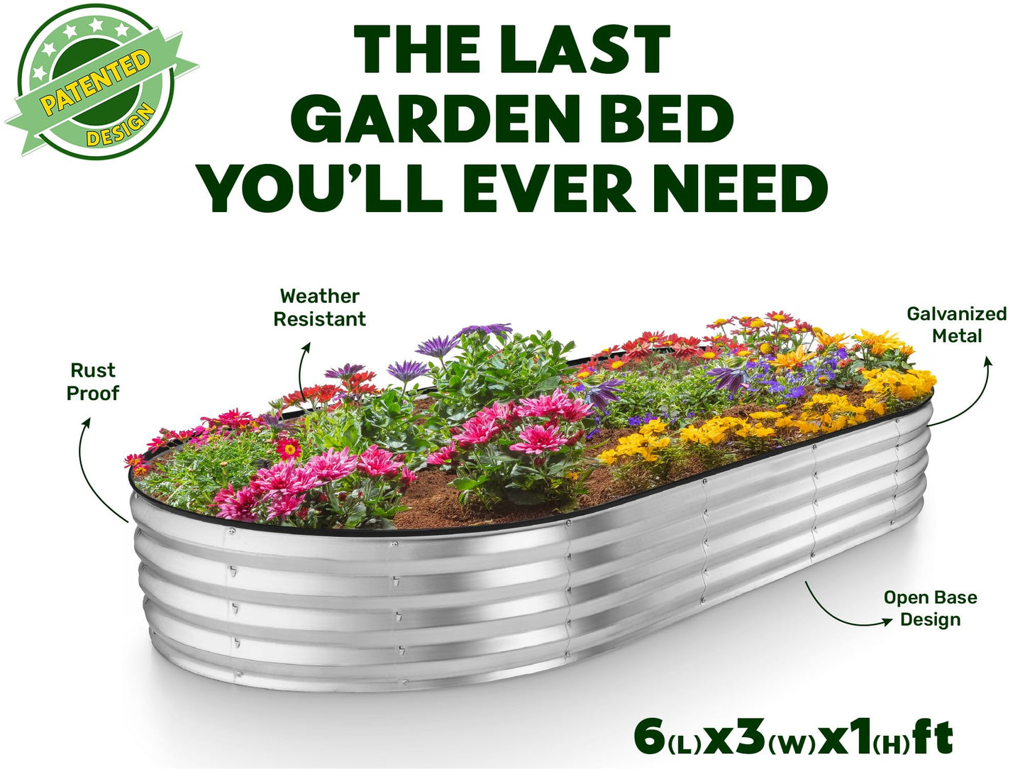 Plant & Plot Galvanized Raised Garden Beds Outdoor // 6×3×1 ft (2-Pack) Planter Raised Beds for Gardening, Vegetables, Flowers // Large Metal Garden Box // Patented Tool-Free Design (Silver)