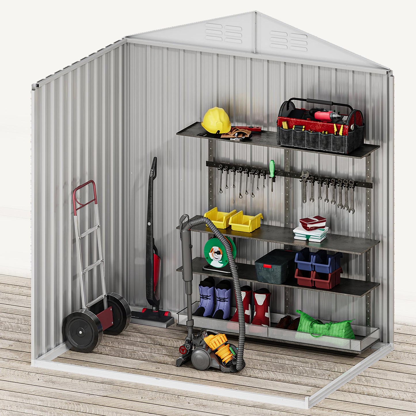 DWVO 6x4ft Metal Outdoor Storage Shed, Waterproof Tool Shed Heavy-Duty Storage Unit with Lockable Door and Vents, Ideal for Bicycles, Tools, Lawnmowers, Backyards, Patios, Lawns - Brown