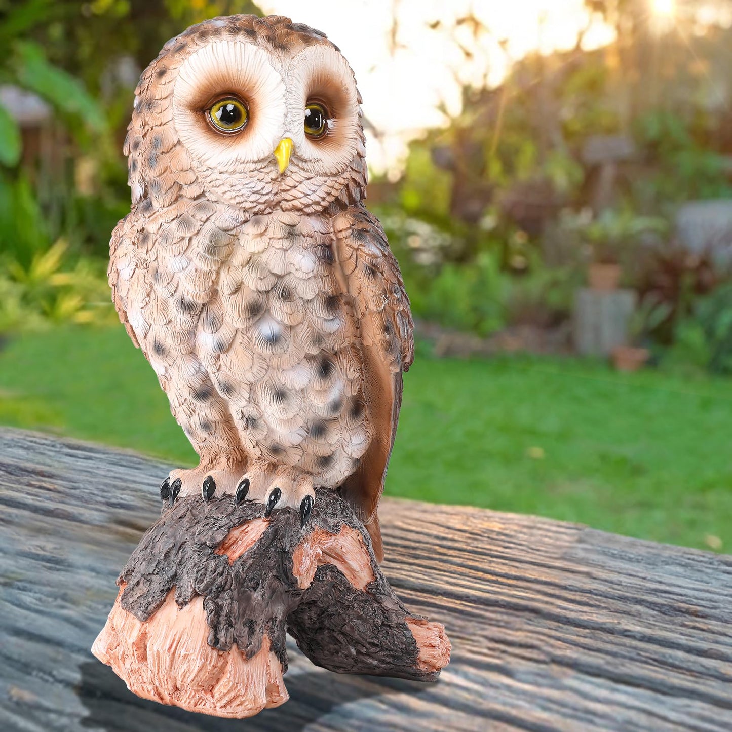 WONDER GARDEN Owl Statue Decor, Outdoor Resin Owl Figurine Sculpture for Home Outside Porch Patio Lawn Yard Decorations or Housewarming Gifts