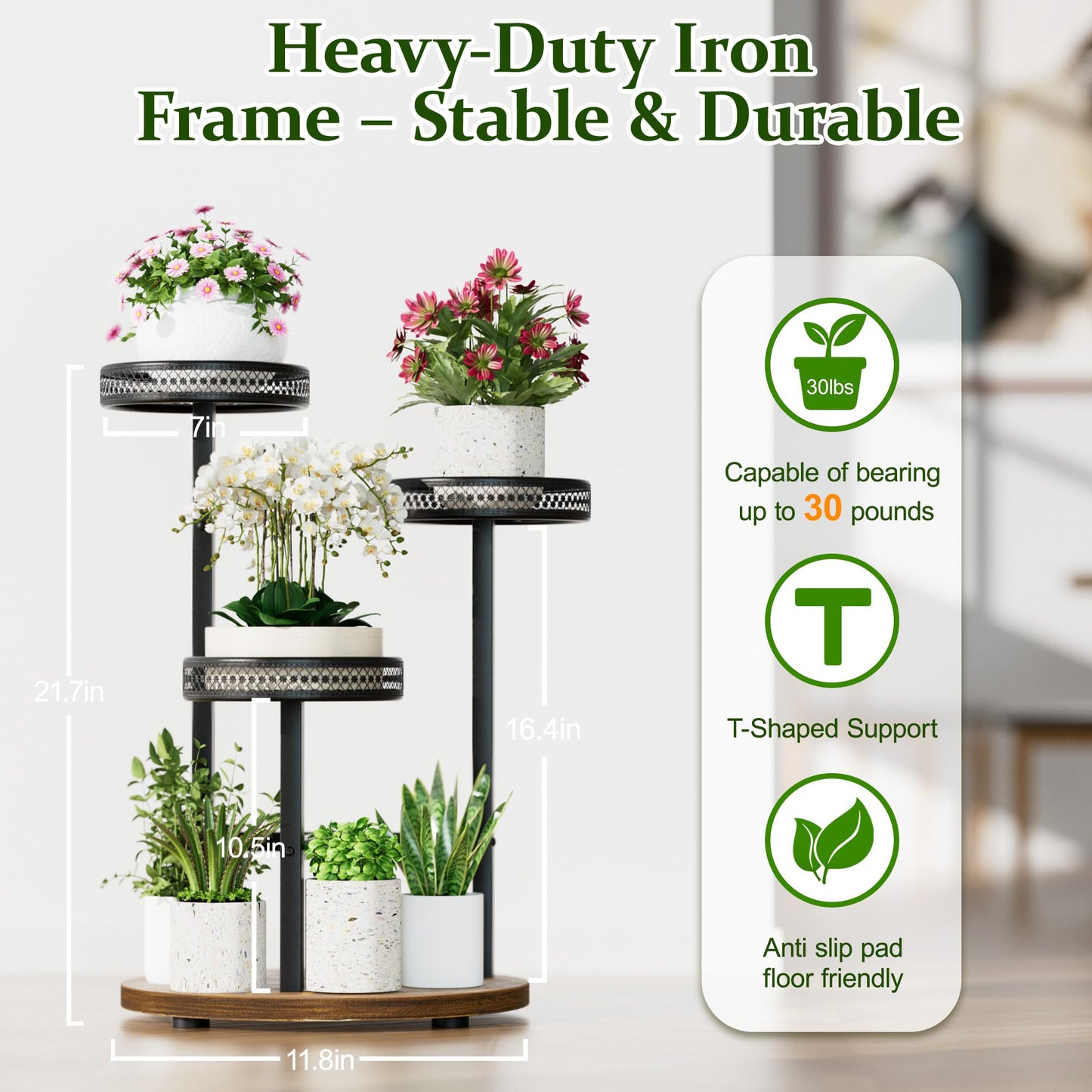 NQW Plant Stand Indoor Outdoor 3 Tier Corner Metal Plant Shelf Tiered Flower Pot Stands for Garden Balcony Living Room