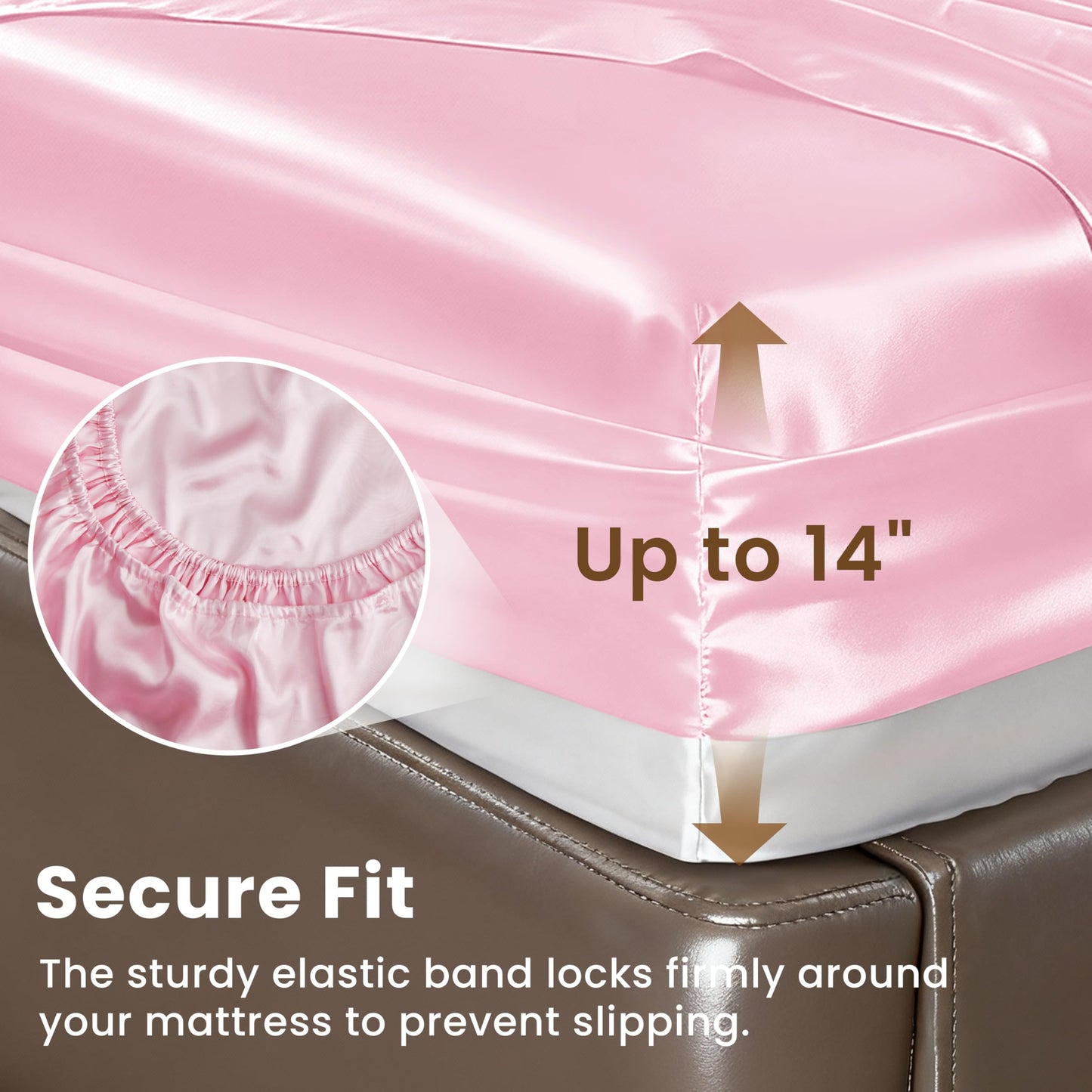 Love's cabin Satin Queen Sheets Set - 4 Piece Pink Silky Bed Sheets Set with Deep Pocket, Luxury Silk Feel Satin Queen Size Sheet Set (1 Flat Sheet, 1 Fitted Sheet, 2 Pillow Cases)