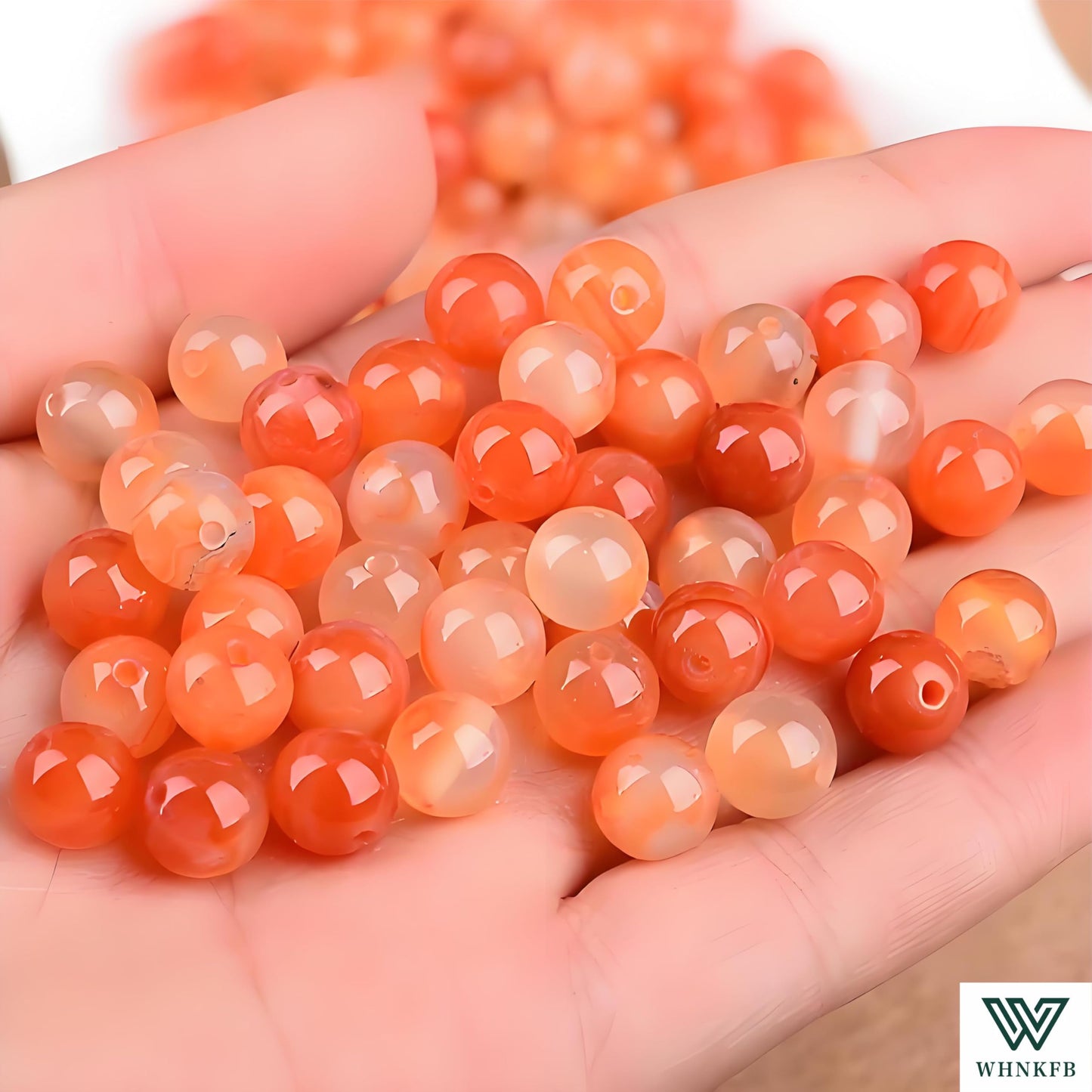 WHNKFB 10mm 50PCS Natural Red Agate Round Beads, Banded Loose Gemstone Beads for Jewelry Making Craft - 4mm 6mm 8mm 10mm Options with Free Elastic Cord