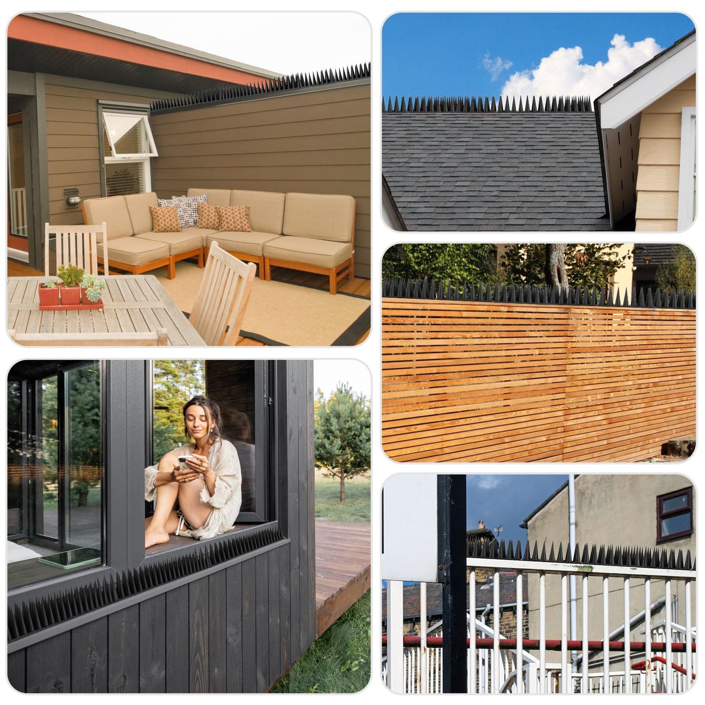 BORHOOD Bird Spikes, 40 Pack Pigeon Deterrent for Small Birds Raccoon Cats Defender for Outside to Keep Squirrel Away, Plastic Fence Spike for Railing and Roof-Black