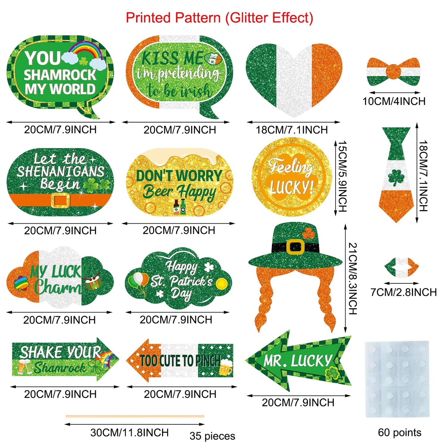 St. Patrick's Day Decorations Photo Props Saint Patricks Day Party Photo Booth Props Kit Lucky Day Friendship Themed Party Decor St. Patty Birthday Party Decoration Supplies 35 Pieces