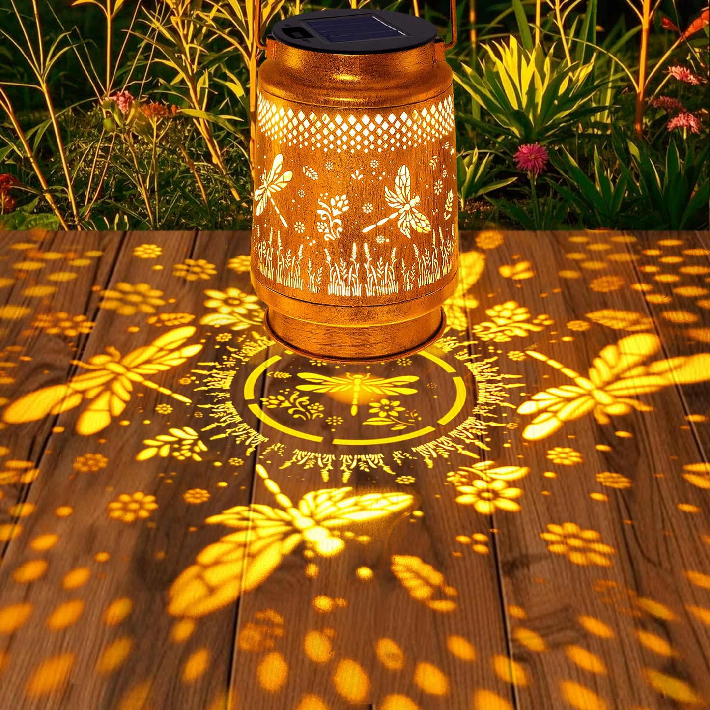 Dragonfly Solar Lanterns Outdoor with Shepherd Hook, Birthday Gift Mothers Day Gift for Women Mom Grandma Wife Daughter, Waterproof LED Hanging Lights, Decor for Yard Garden Patio Porch Lawn Tabletop