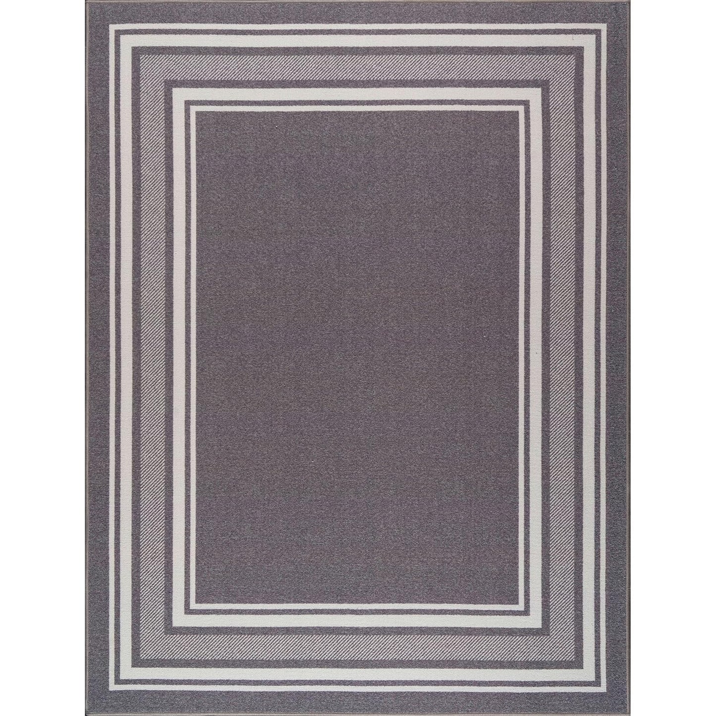 Beverly Rug Non Slip Area Rugs 5x7 Modern Bordered Non Skid Rubber Backing Soft Area Rug for Living Dining Room Easy to Clean Non Shedding Kitchen Bedroom Indoor Carpet 5 x 7 Gray
