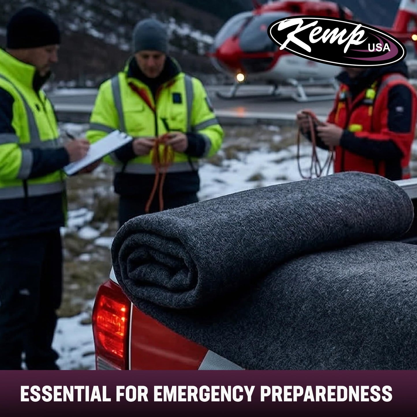 Kemp USA Emergency Relief Blanket Gray 60 x 84 Inch Multipurpose Disaster Preparedness Blanket Cotton Acrylic Polyester Blend Survival Emergency Supply Gear