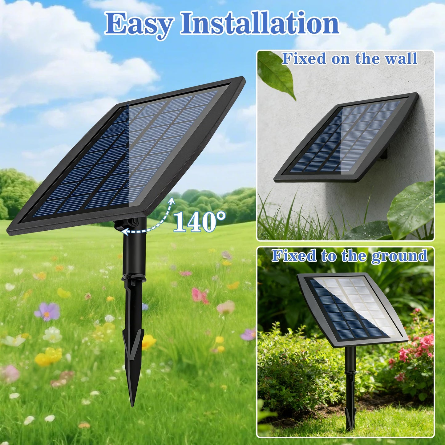 FYDGTPI 2.5W Solar Water Pump with 3 Spray Nozzles, 3.94FT Tubing, 9.85FT Power Cable, DIY Solar Water Fountain for Garden, Yard, Water Feature