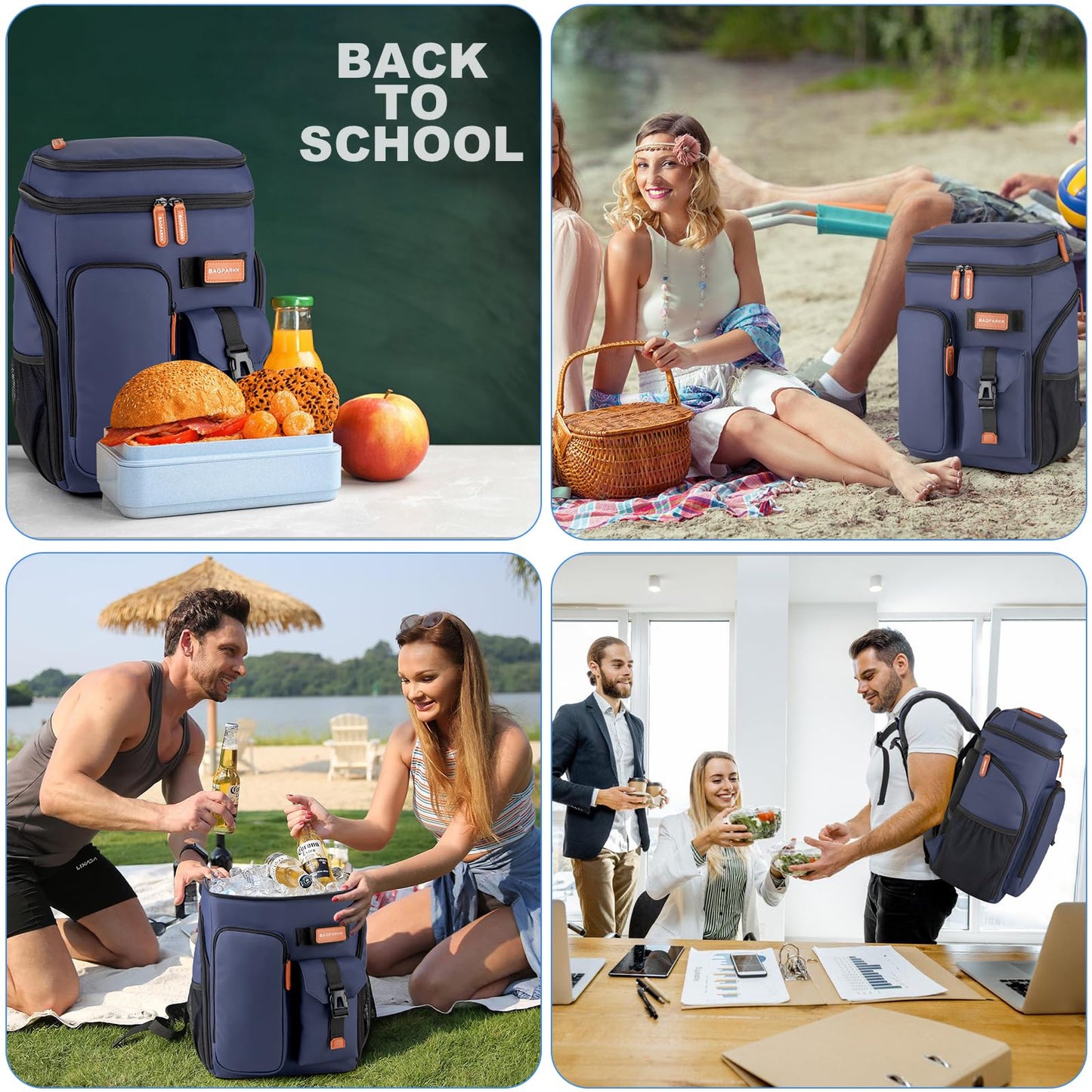 Insulated Cooler Backpack,45 Cans Multifunctional Double Deck Leakproof Cooler Bag with Sternum Strap,Large Capacity Lightweight Travel Camping Beach Backpack Cooler Ice Chest for Men Women
