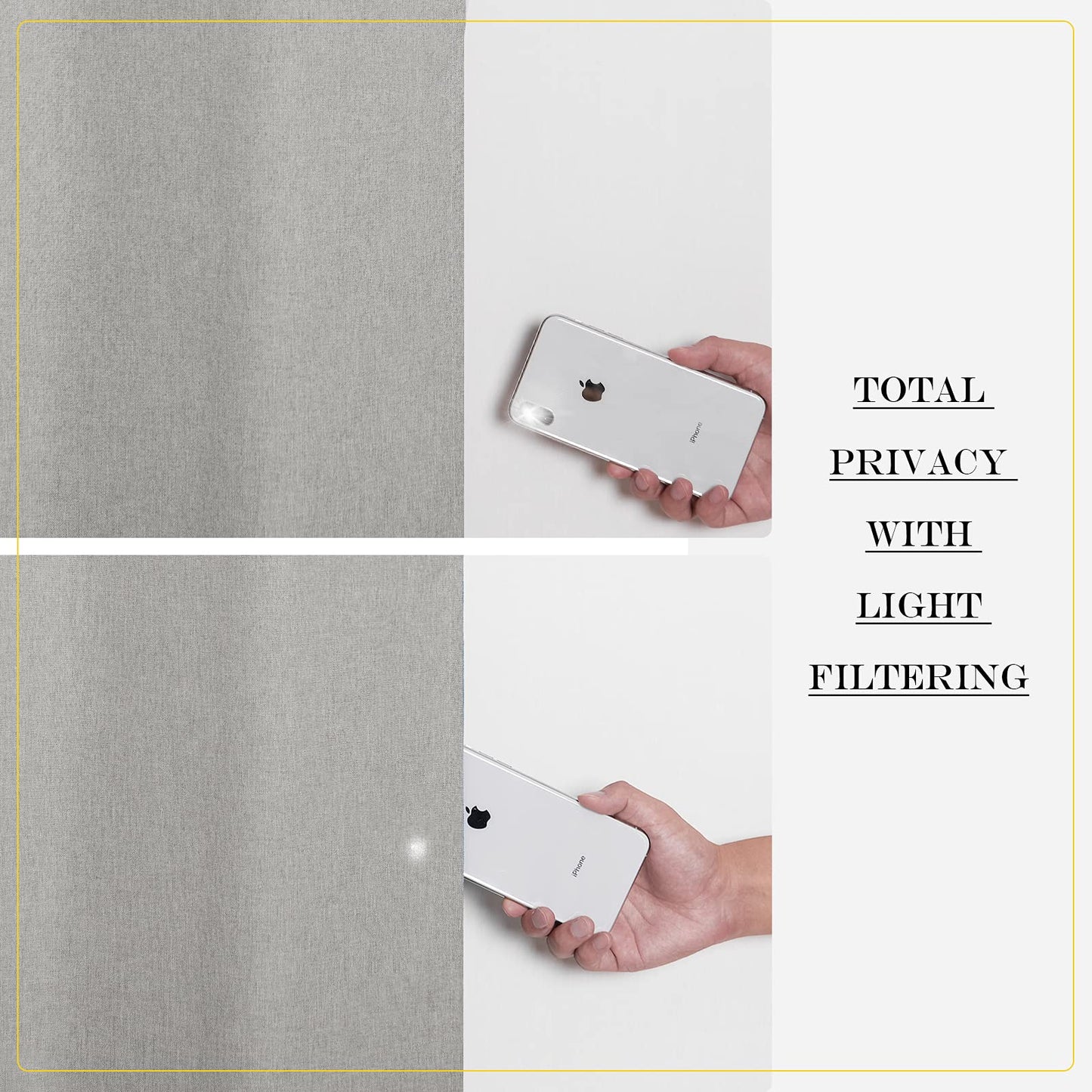 NICETOWN Soft Cotton Washed Linen Curtains 84" Length, Room Darkening Window Treatments for Bedroom, Grey, 1 Pair=104" Width