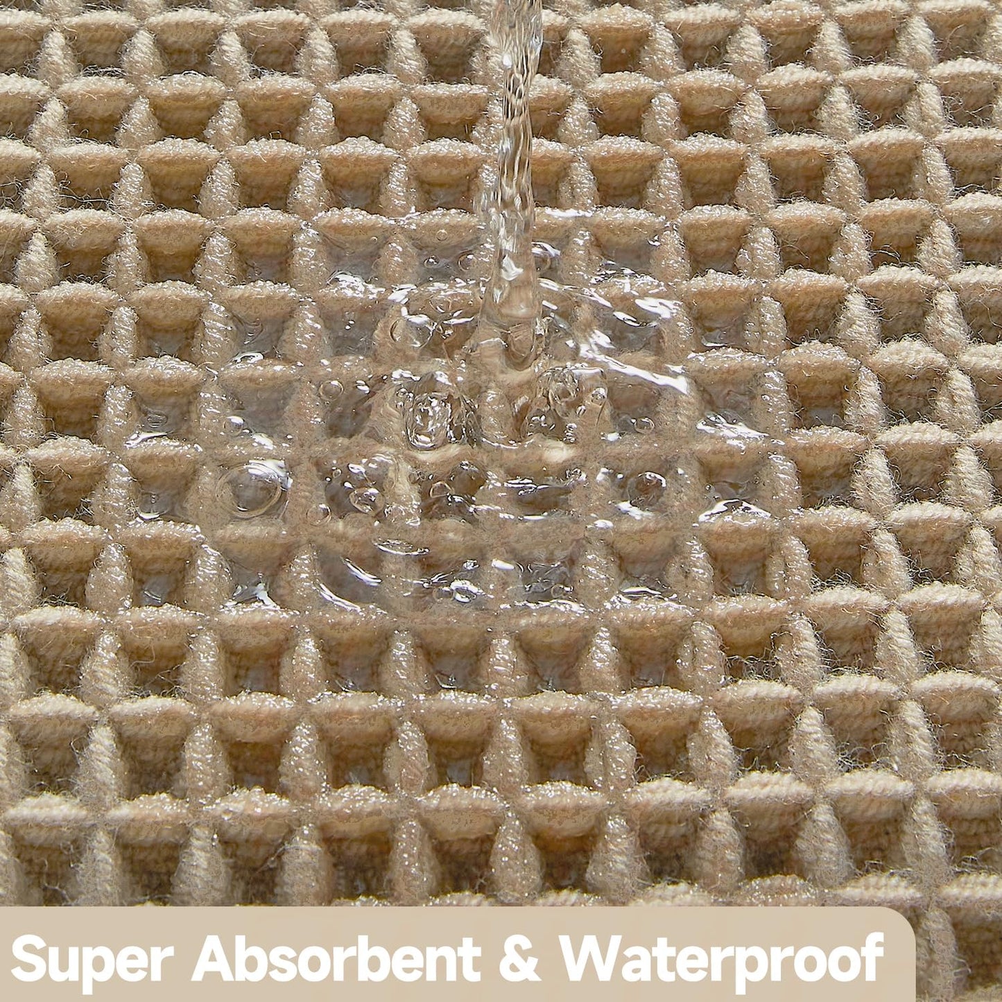 TYUU Waffle Bath Mat, Boho Bathroom Rugs Non Slip Washable Super Absorbent Quick Dry Farmhouse Bathroom Decor, 30"x20" Khaki