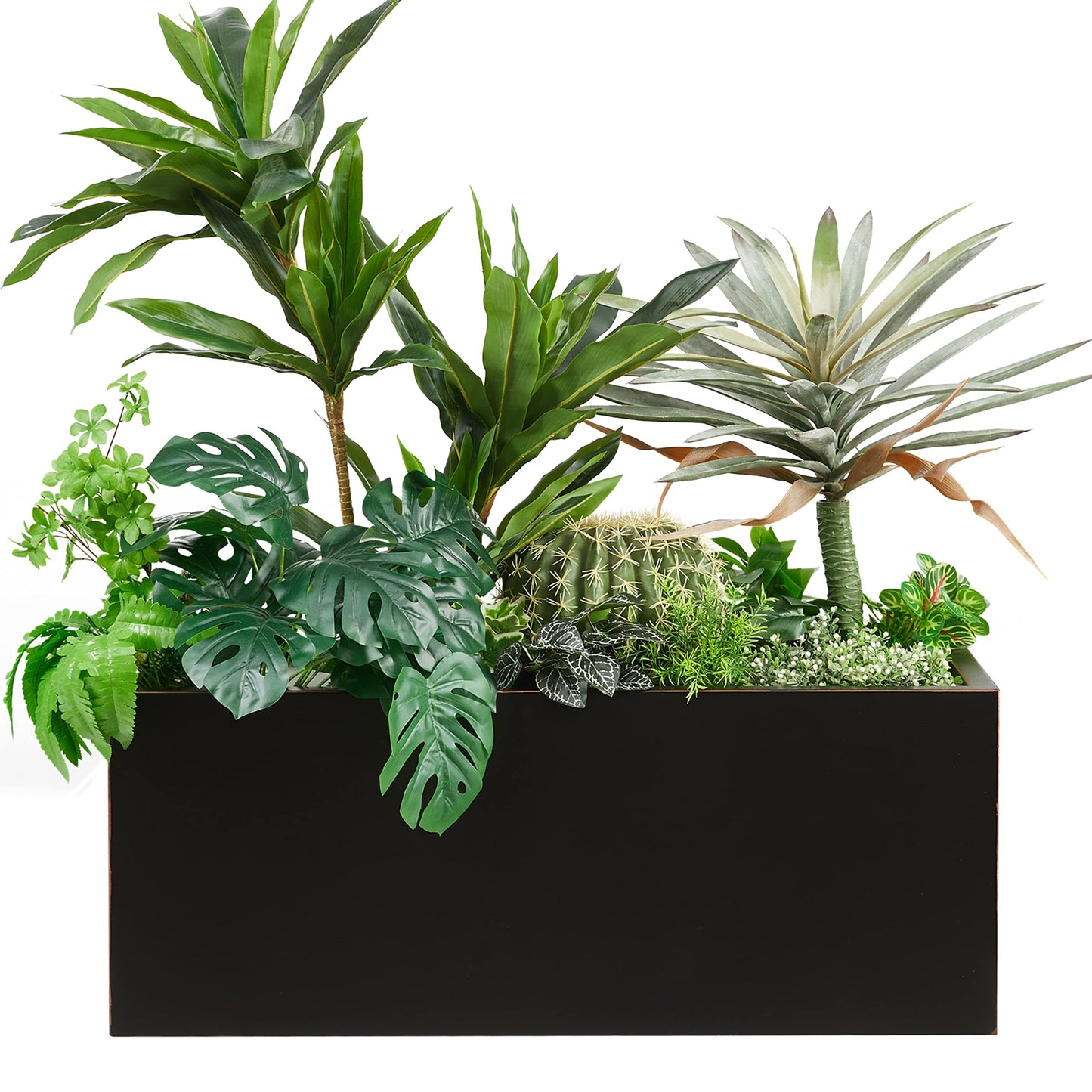 Wallowa Metallic Heavy Long and Large Outdoor/Indoor Planter, Rectangular Trough Planter Box, 38”Lx15”Wx15”H, 40Pounds, Black with Hand Brushed Gold Edge, No Assemble and Seamless