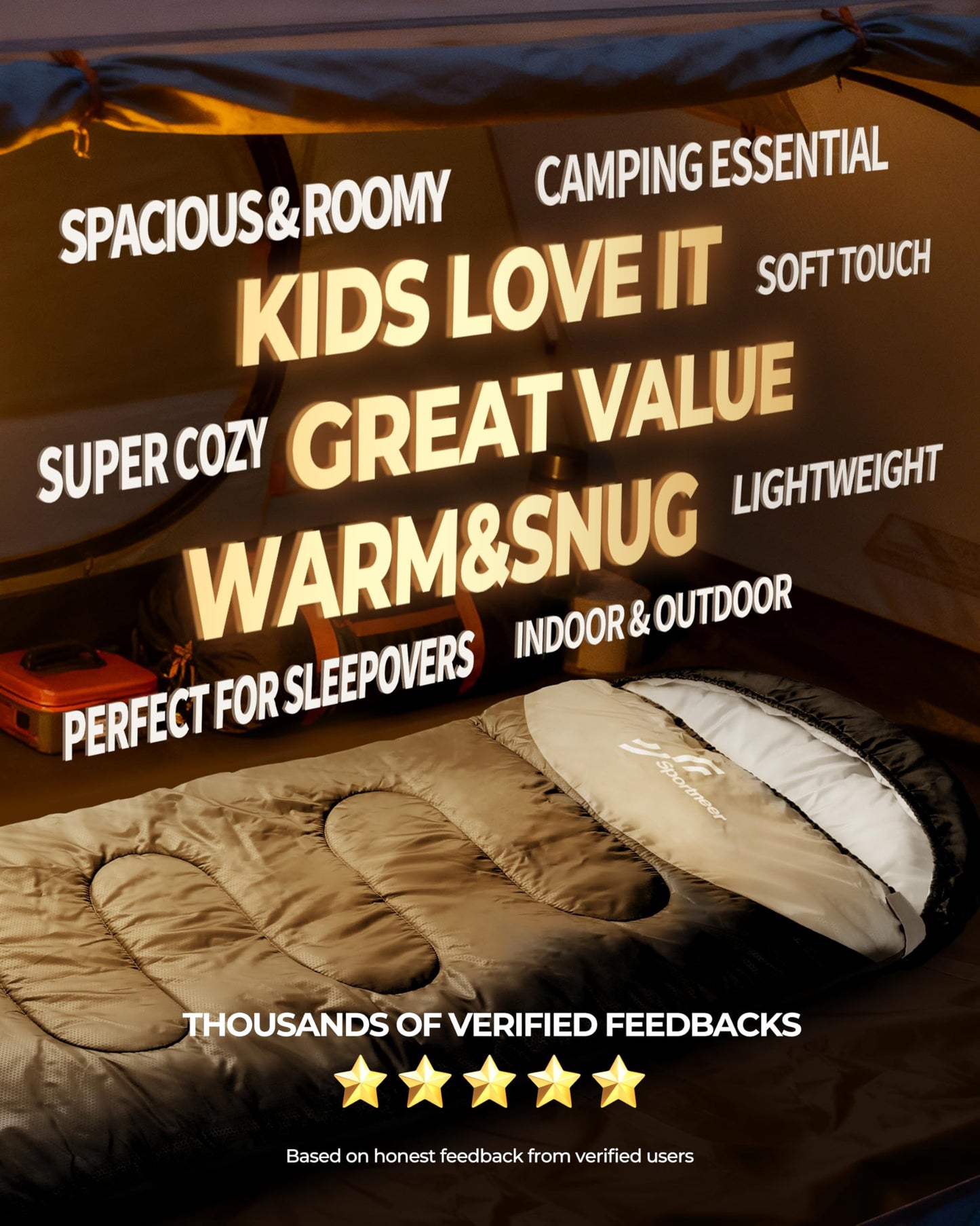 Sportneer Sleeping Bag for Adults & Kids, Cold Weather & Warm Waterproof Camping Sleeping Bag, Compact Portable for Camping Hiking & Travel