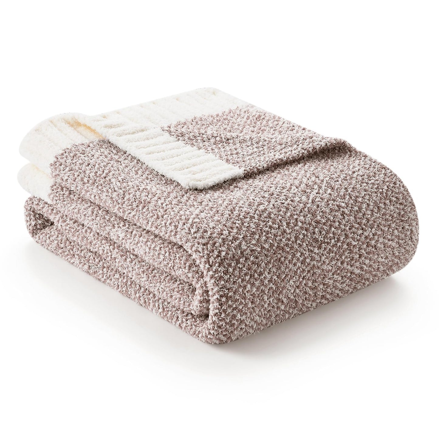 Snuggle Sac Heather Taupe Throw Blanket for Couch, Reversible Super Soft Knitted Blankets Warm Cozy Knit Fuzzy Plush Lightweight Throws for Sofa, Bed, Camping, Picnic, Taupe, 50x60 inches