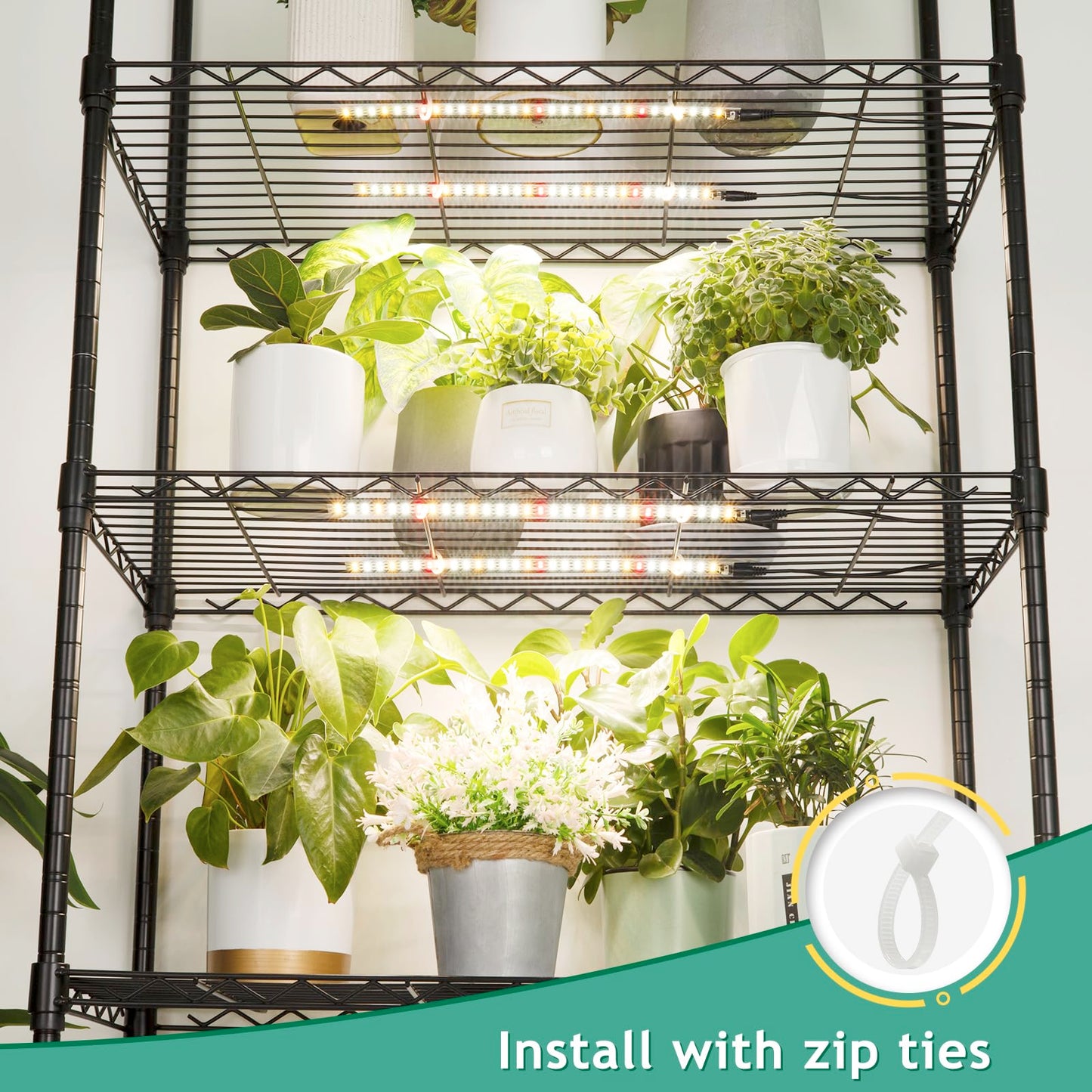 LBW Grow Light Strip for Indoor Plants Full Spectrum, Plant Lights for Indoor Growing with 10 Brightness Levels & Timer 4/8/12 Hours, 240 LED Grow Lights for Plant Growing, 1 Pack