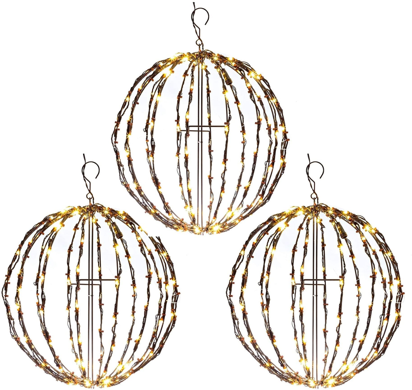 Elf Logic 3 Pack 16” Outdoor/Indoor LED Christmas Light Balls. Durable, Waterproof, Long-Lasting, Lightweight Bright Light Ball. Warm LED Lights for Holiday Decor, Patio, Wedding Decor