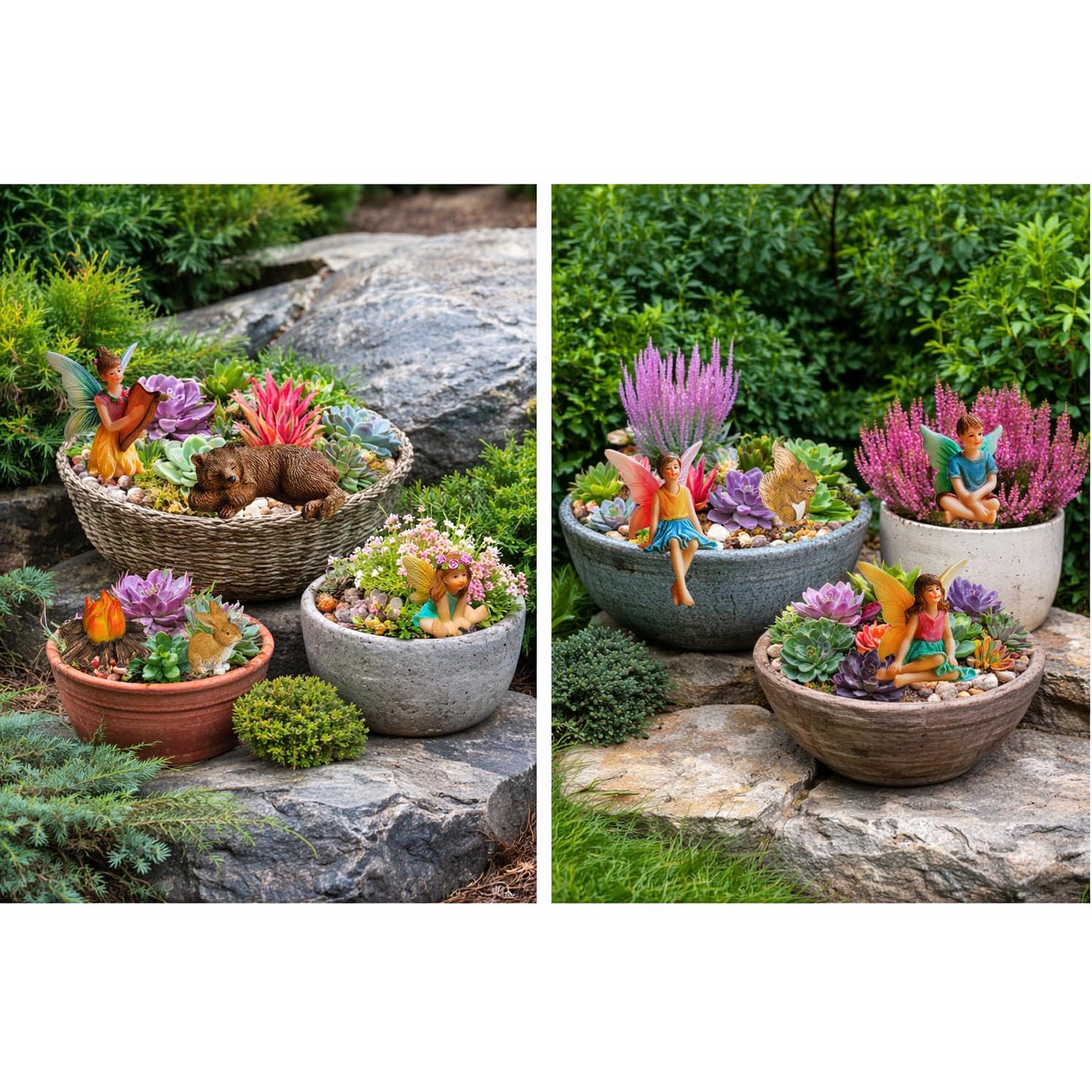 Mood Lab Fairy Garden Figurines - Camping Set (9 pcs) - Miniature Decorative Statues & Accessories - Outdoor & Indoor Garden Decor