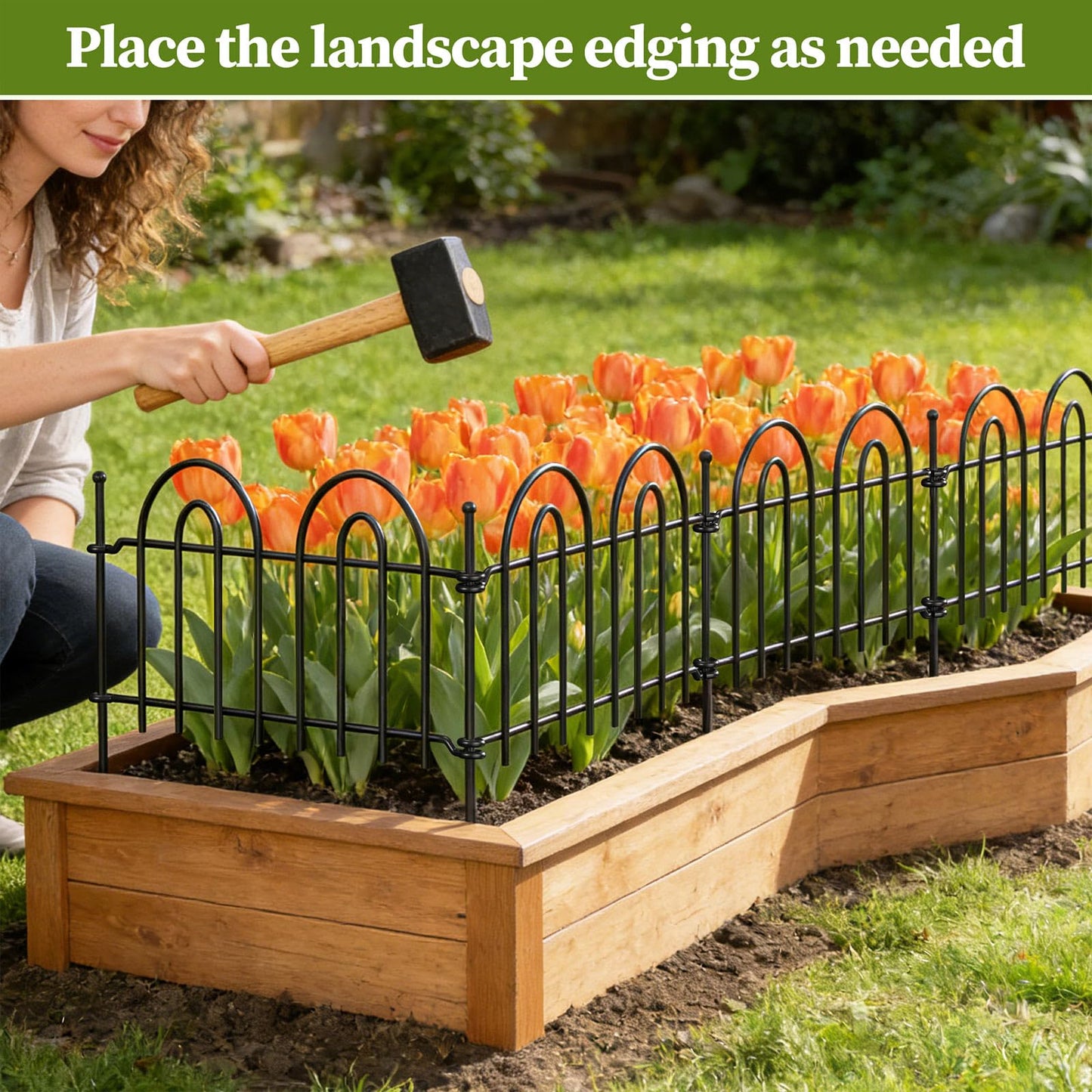 45ft x 13in Garden Fence Animal Barrier, 32 Panels Decorative Garden Fence Border, No Dig Garden Fence Panels, 1.8in Gap Rustproof Metal Stakes, Ground Defense Border Fence for Outdoor, Yard, Patio