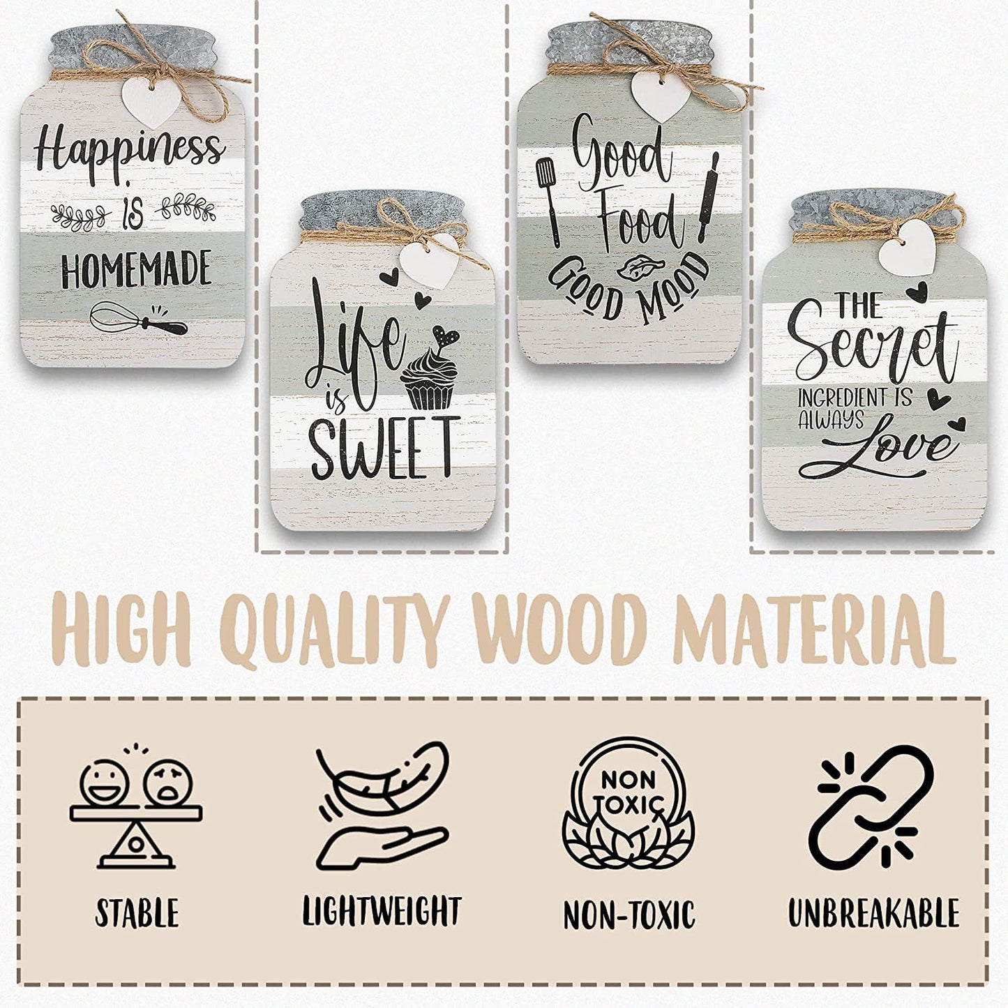 Old Shack Collection – Kitchen Wall Decor Set of 4 – Durable Kitchen Wall Art – Refined Kitchen Decor to Elevate Your Home, Crafted for Lasting Style, Each sign: 8×5 in