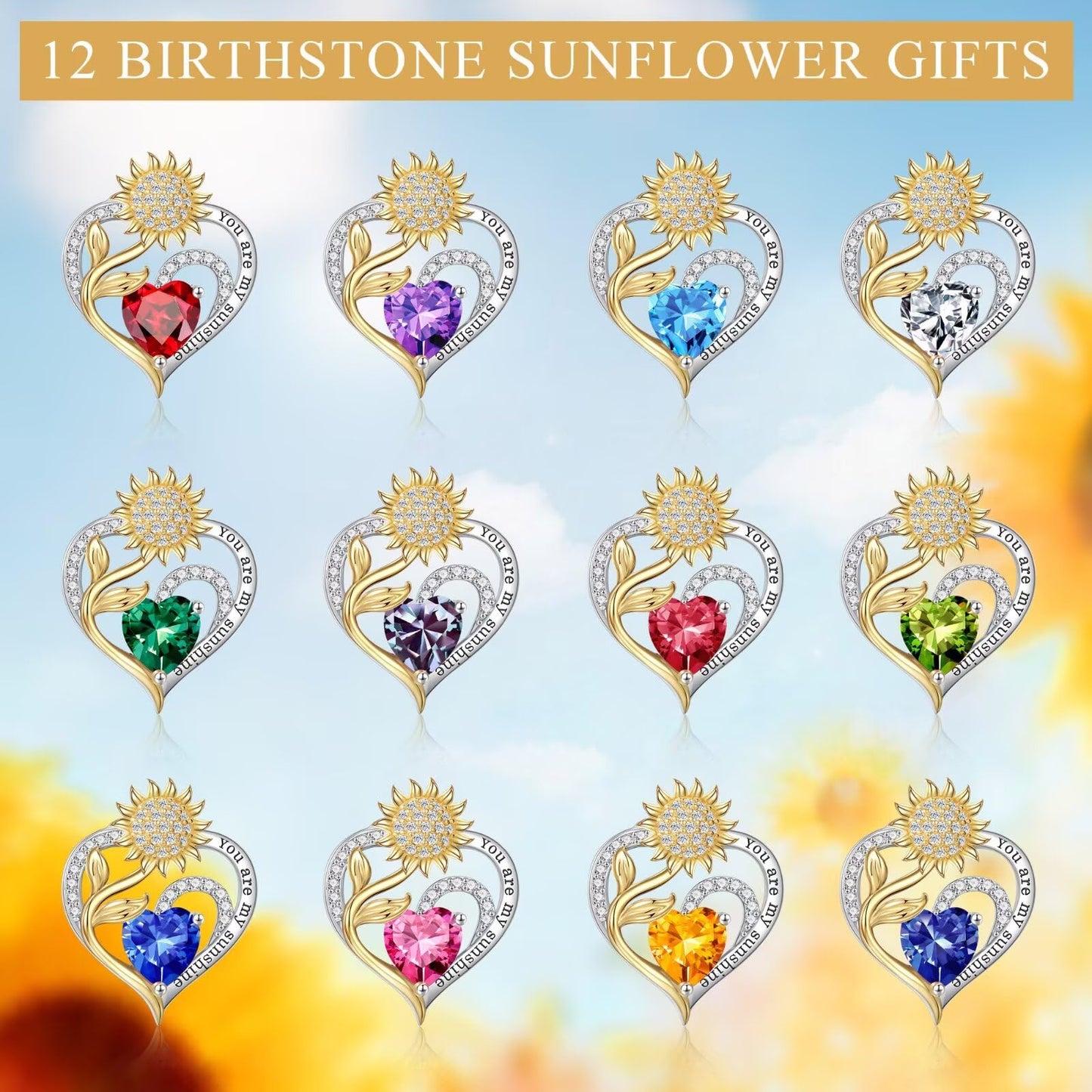 Iefil Mothers Day Gifts for Wife, Sunflower Necklace, Sunflower Gifts for Women, November Simulated Citrine Jewelry, Birthstone Necklace for Wife Mom