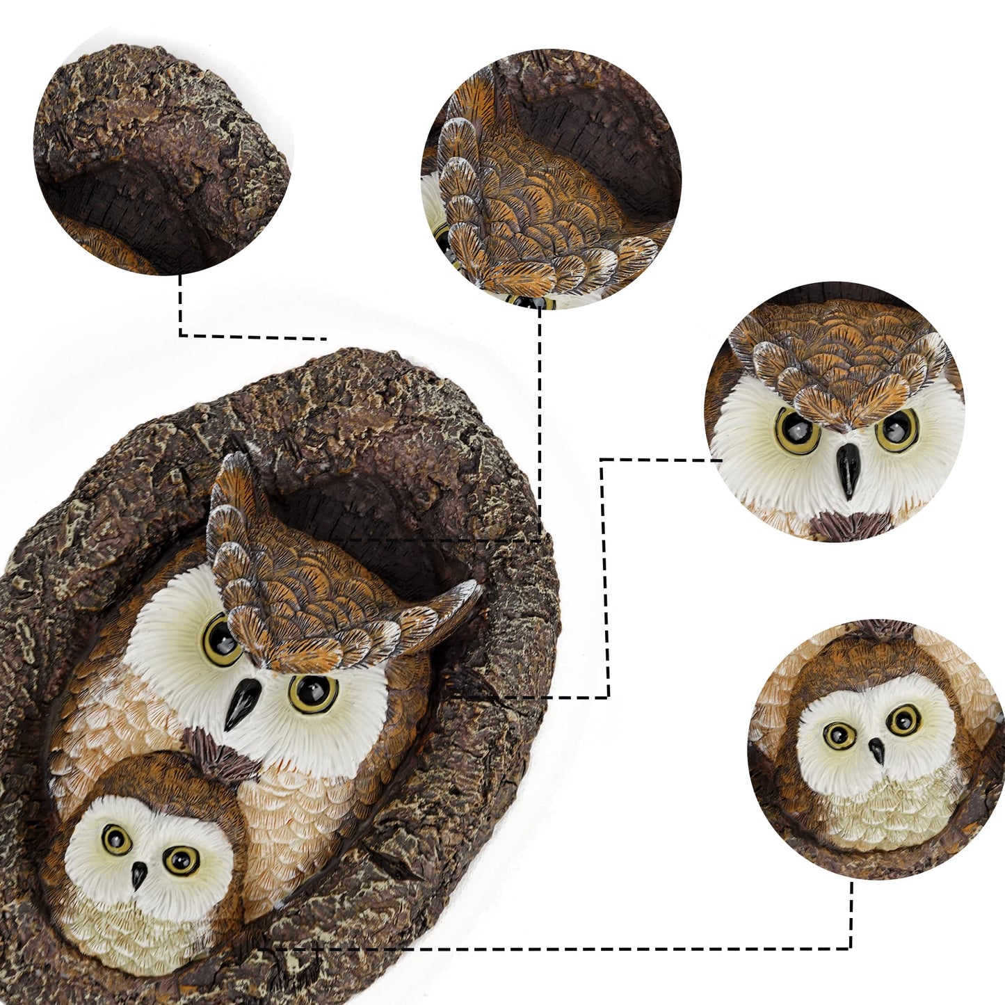 Colomix Owlet and Mom Owl Tree Hugger, Tree Faces Garden Sculpture, Owls Garden Statues, Tree Peeker Yard Art Ornament, Durable & Waterproof, Decorations Gardening Presents for Housewarming Birthday