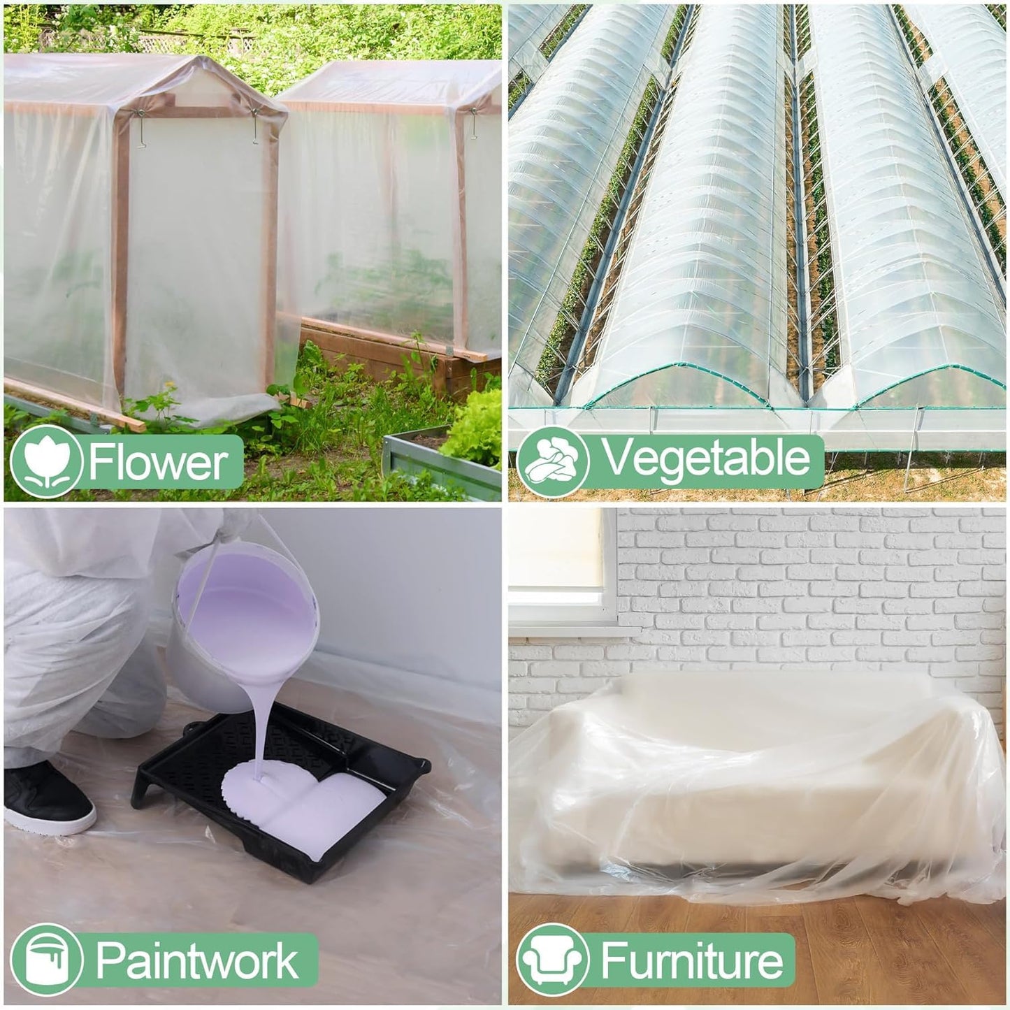 25 x 40 FT Clear Greenhouse Plastic Sheeting, 6 Mil Polyethylene Film Heavy Duty, Water Sun Frost Wind Dust Resistant Winter Hoop House Toughness Plastic Cover for Farming, Gardening, Agriculture, DIY