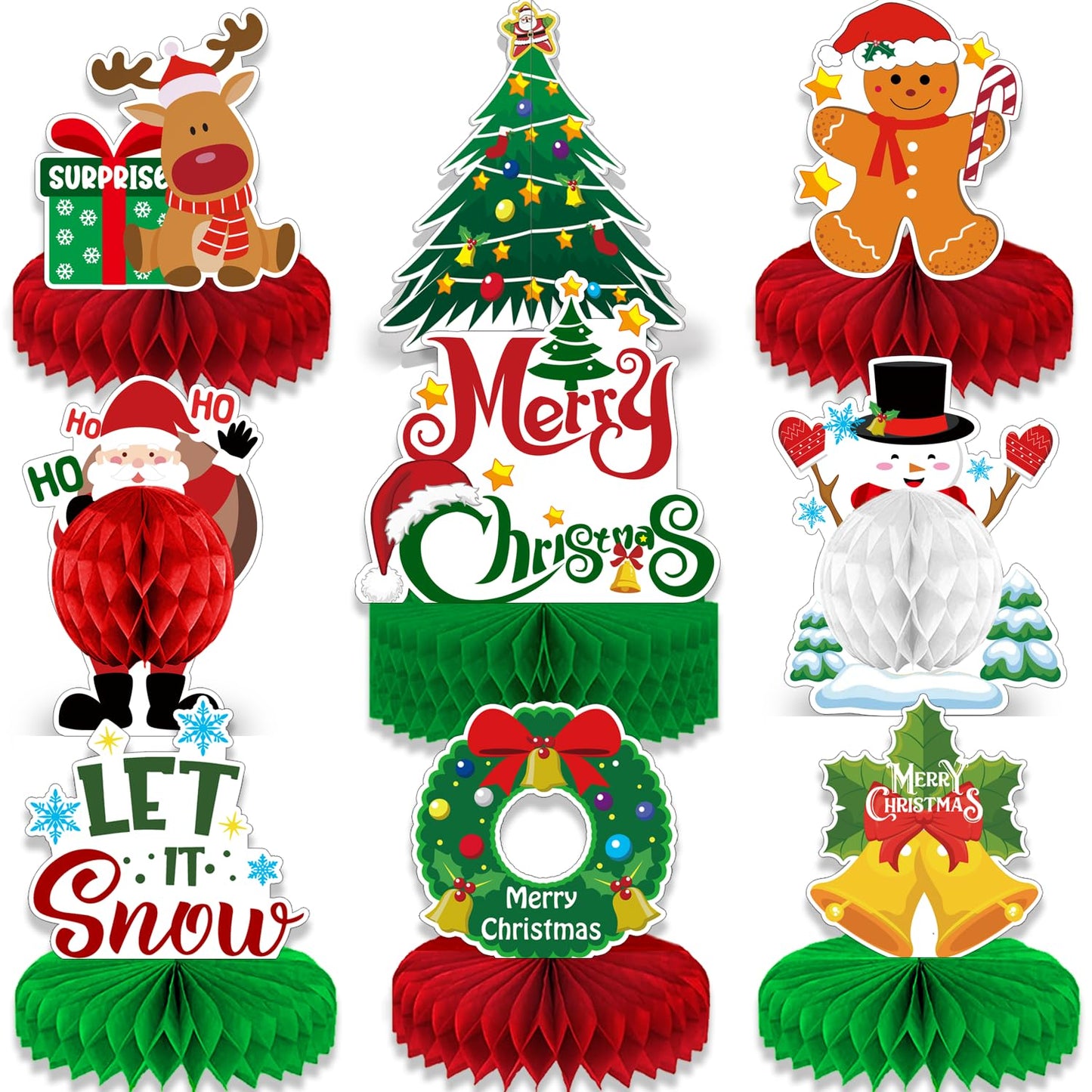 Christmas Table Decorations - Christmas Centerpieces for Tables, Christmas Table Centerpieces for Christmas Party Decorations, 9Pcs