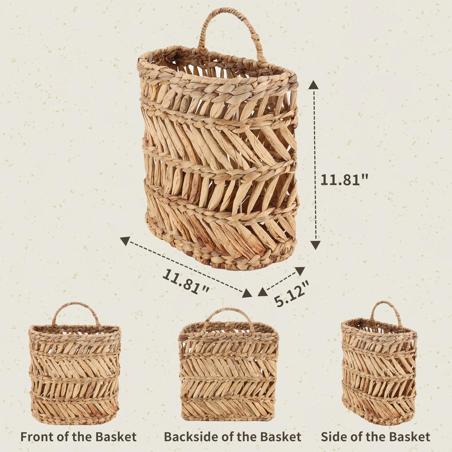 SHCMSADO Wicker Hanging Basket Handmade Woven Hanging Storage Basket Natural Wicker Decorative Baskets for House Garden Wedding Wall Decorations,12*5*12