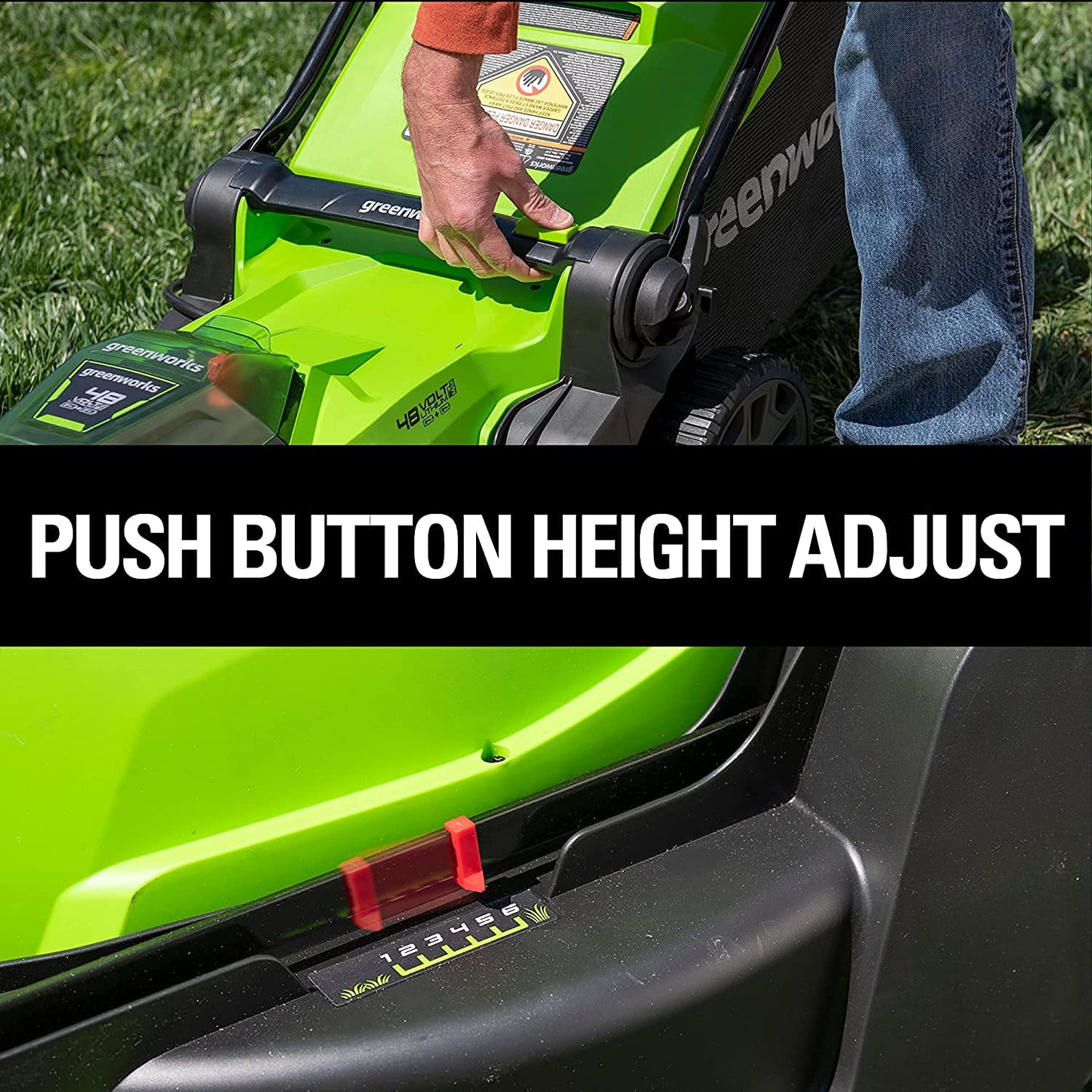 Greenworks 48V (2 x 24V) 17" Brushless Cordless Lawn Mower + 24V Drill / Driver, (2) 4.0Ah USB Batteries (USB Hub) and Dual Port Rapid Charger Included