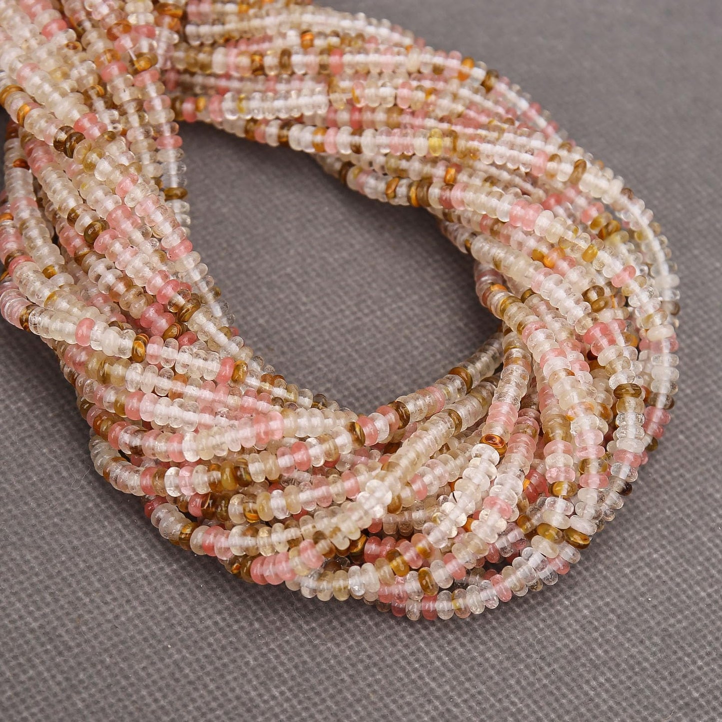 BONNY BOXX 1 Strand (150PCs) Natural 2 * 4mm Watermelon Rind Rondelle Beads, Natural Abacus Disk Stone Beads Loose Spacer Gemstone for DIY Bracelet Necklace Jewelry Making