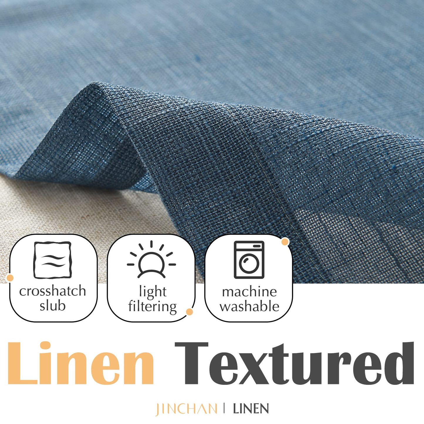 jinchan Linen Valance for Farmhouse Living Room Windows 16 Inch Slubbed Crossed Double Layer Window Valance Light Filtering Rustic Country Overlay Rod Pocket 1 Panel Navy Blue