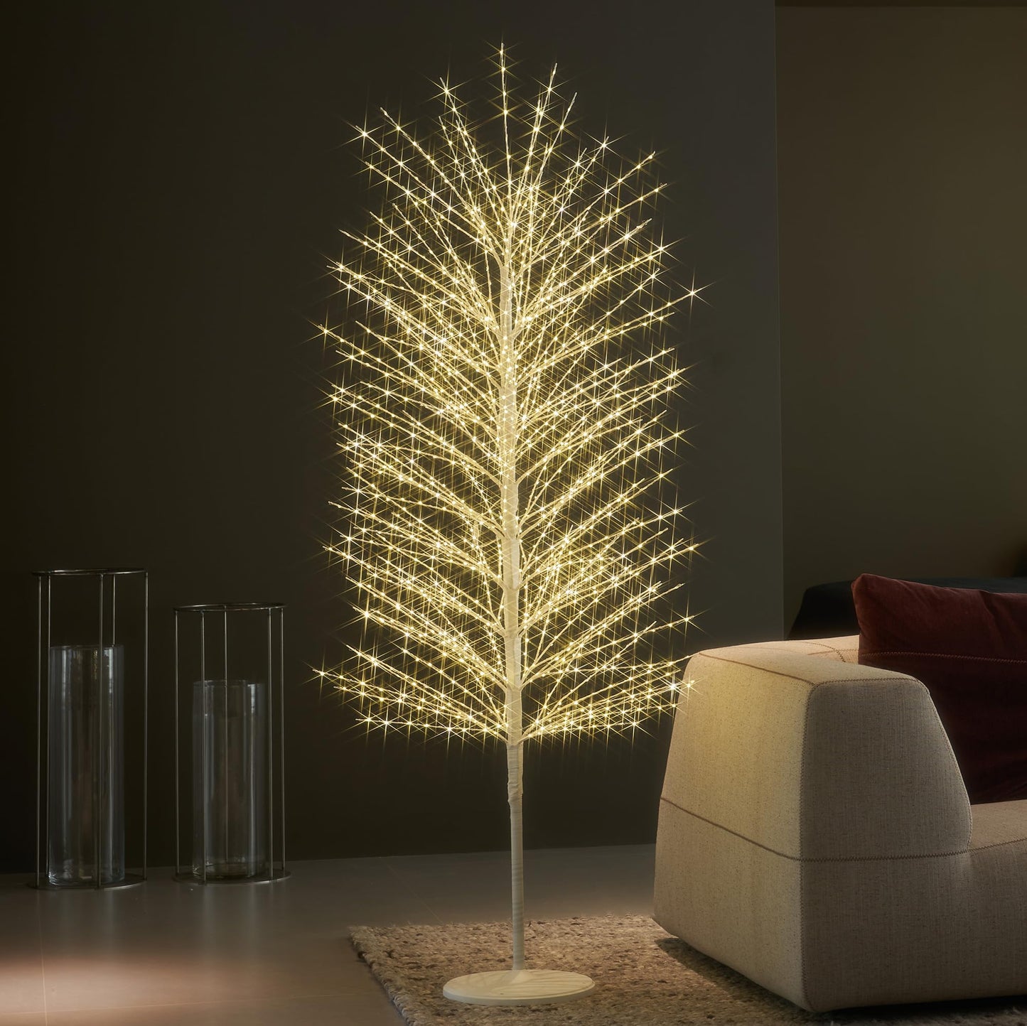 LITBLOOM Lighted White Tree with Timer and Dimmer 6FT 1280 LED Fairy Lights, Twig Tree with Lights for Home Room Christmas Easter Holiday Decoration