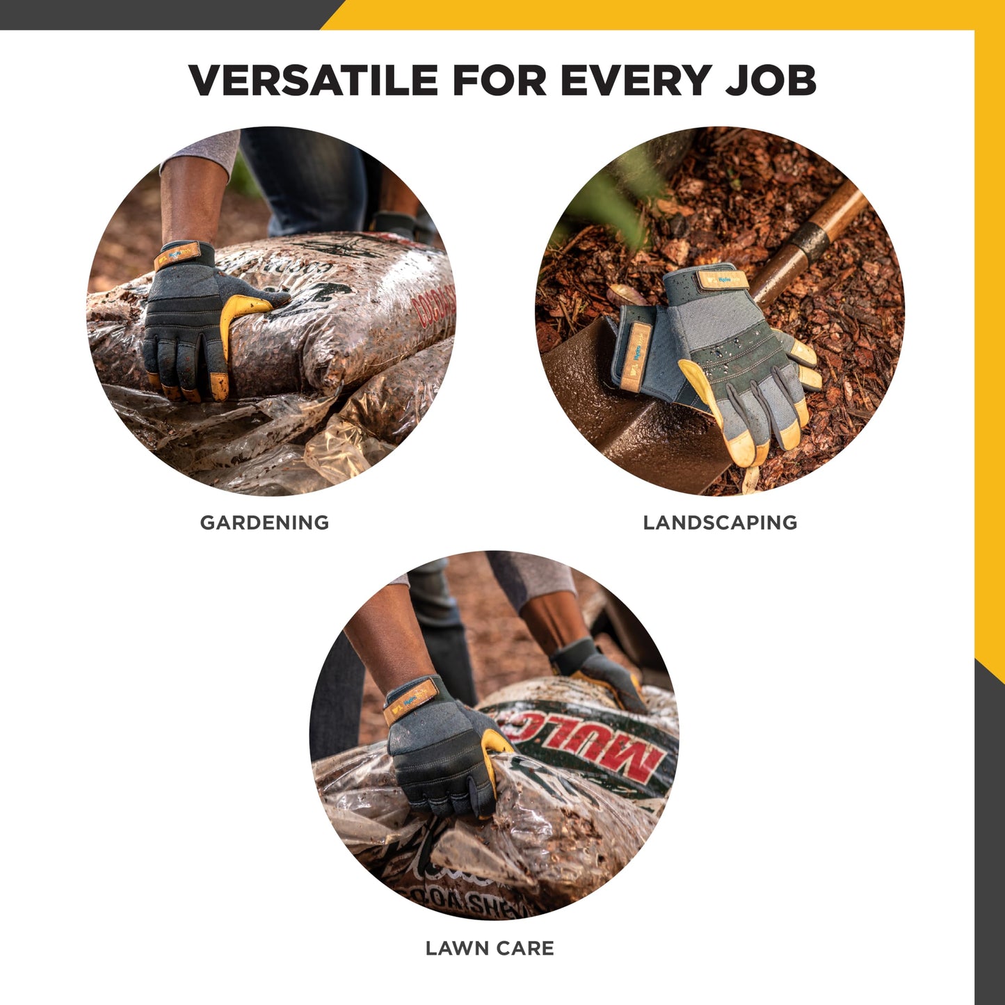 Wells Lamont Men's HydraHyde Work Gloves – Cowhide Leather, Reinforced Fingertips for Durability – Adjustable Velcro Wrist – Ideal for Gardening, Landscaping, Lawn Care – Navy - L