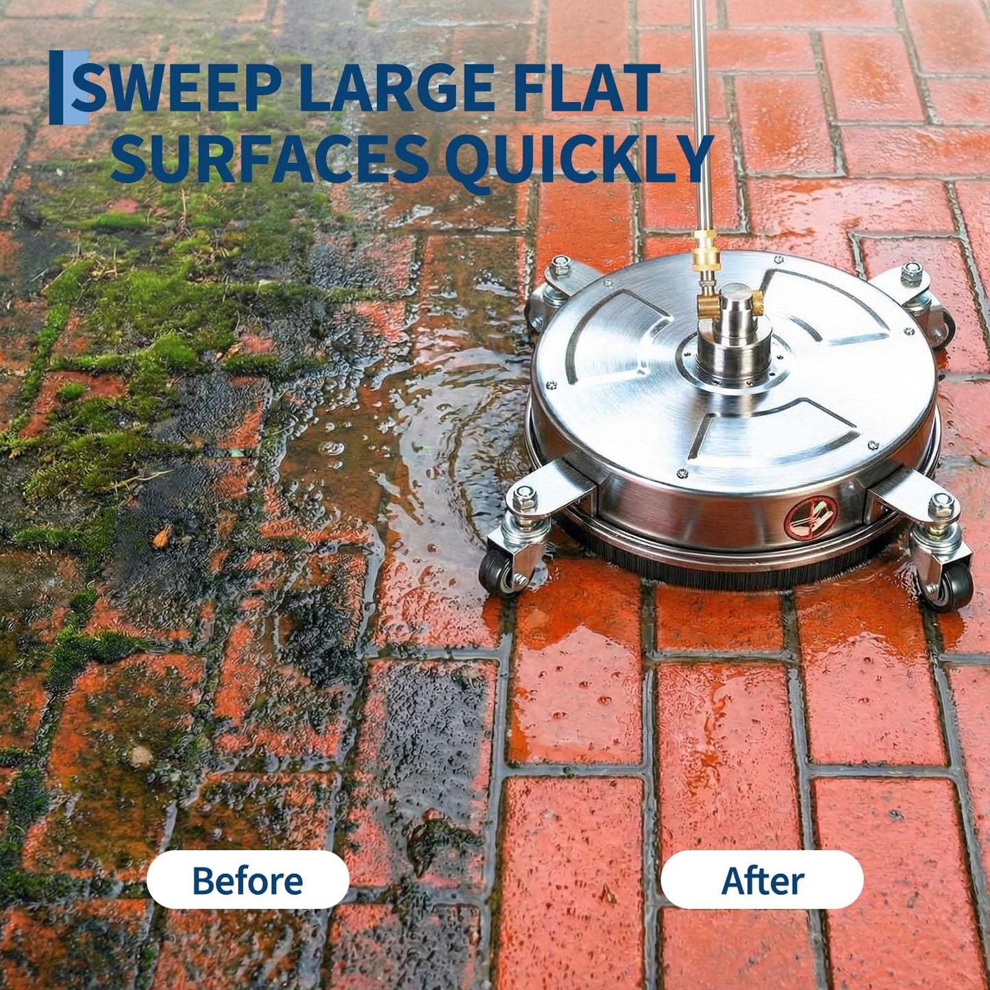 Garvee 16.5" Pressure Washer Surface Cleaner with 4 Wheels, Stainless Steel Surface Cleaner for Pressure Washer Attachment for Patio, Sidewalk, Deck and Driveways