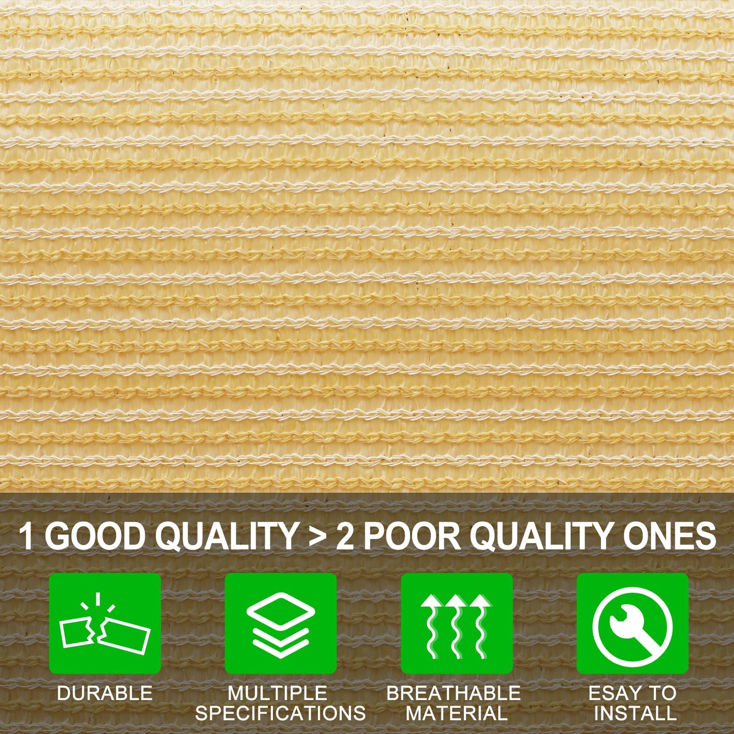 Shatex 90% Sun Shade Fabric, 6x8ft Sun-Block Net Mesh Shade with Clips for Pergola Cover Porch Vertical Screen, Beige