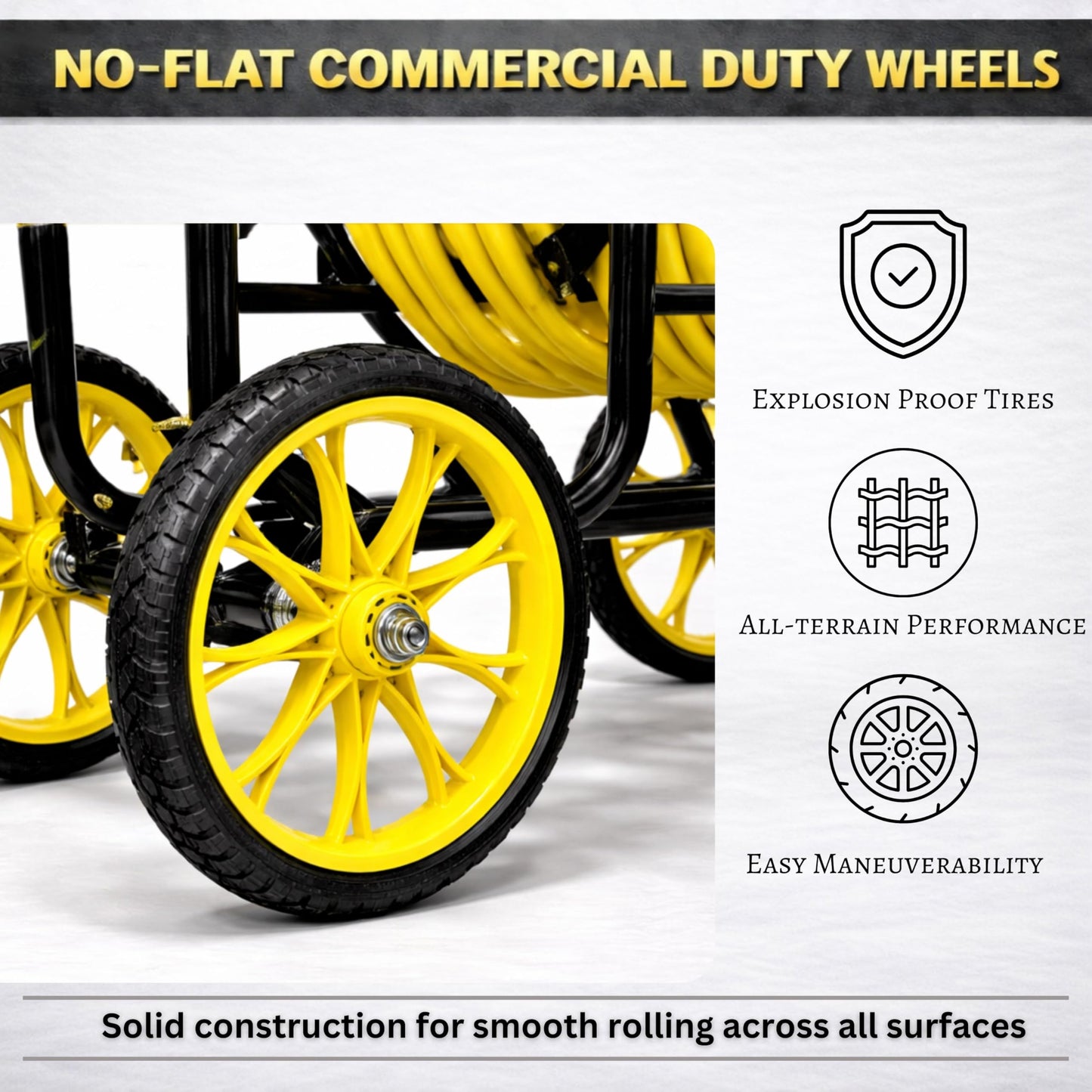 Real Hose Storage Garden Hose Reel Cart, Heavy Duty Hose Reel with Wheels, Outdoor Water Hose Reel for Backyard, Garden, or Lawn, Metal Hose Carts (400ft Hose Carriage)